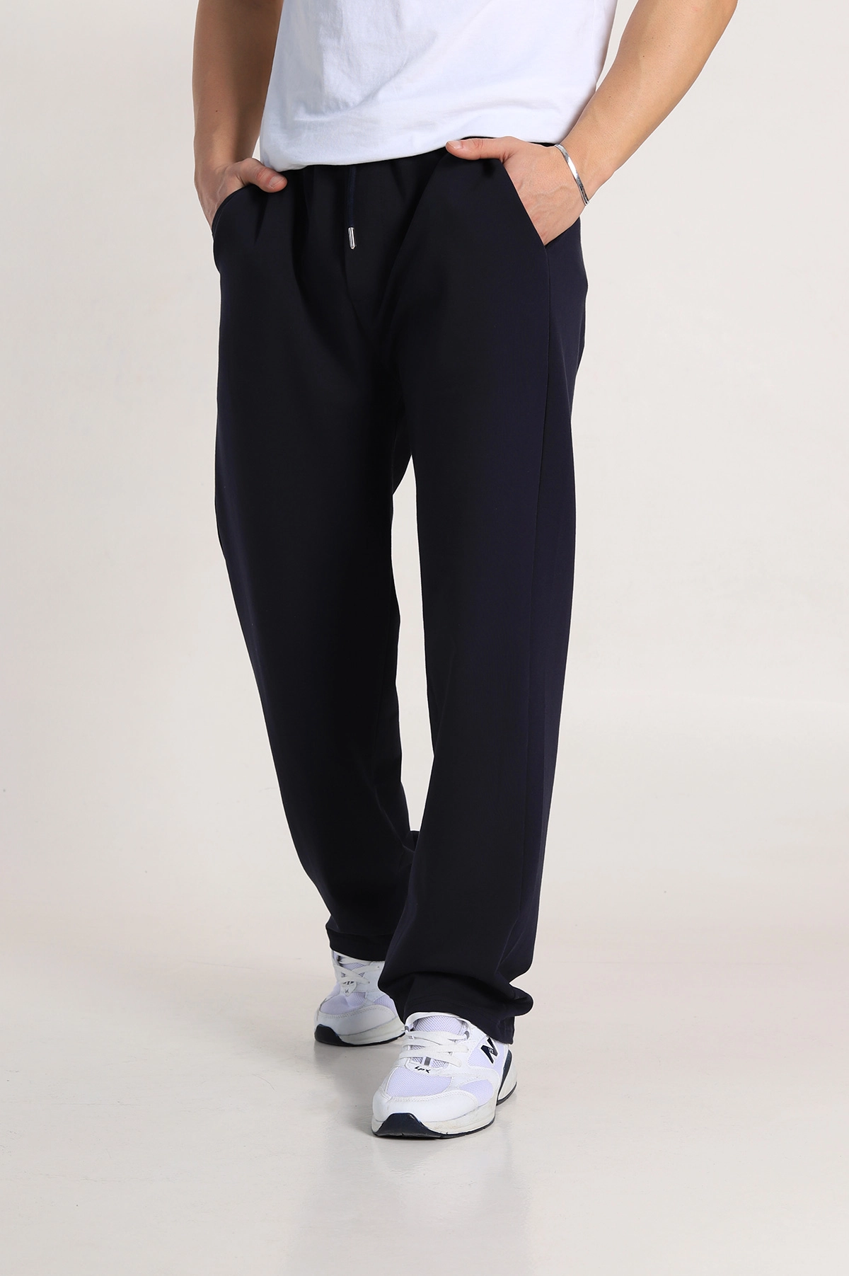 Lacivert Baggy İki İp Belden Bağlamalı Erkek Eşofman Altı 338285