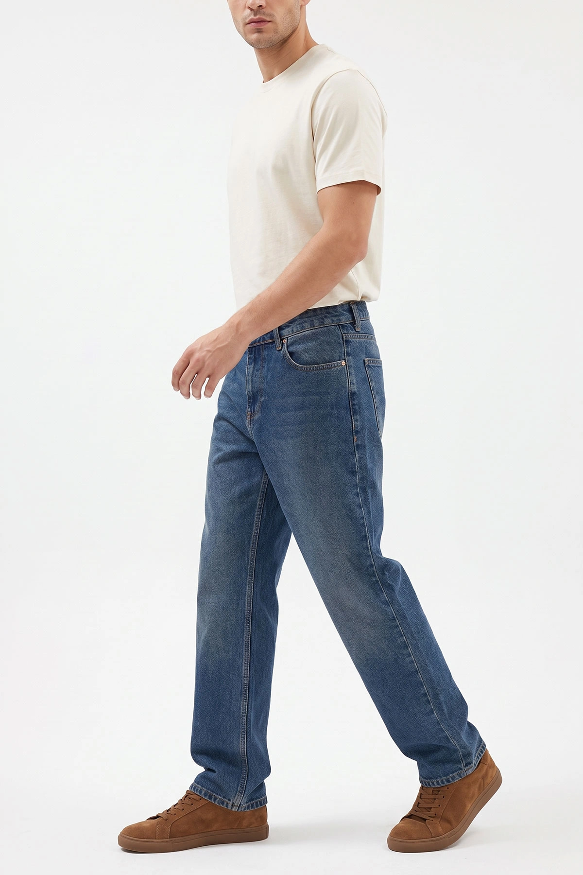 Lacivert Baggy Yeni Sezon Cep Detay Likralı Erkek Kot Pantolon 497241