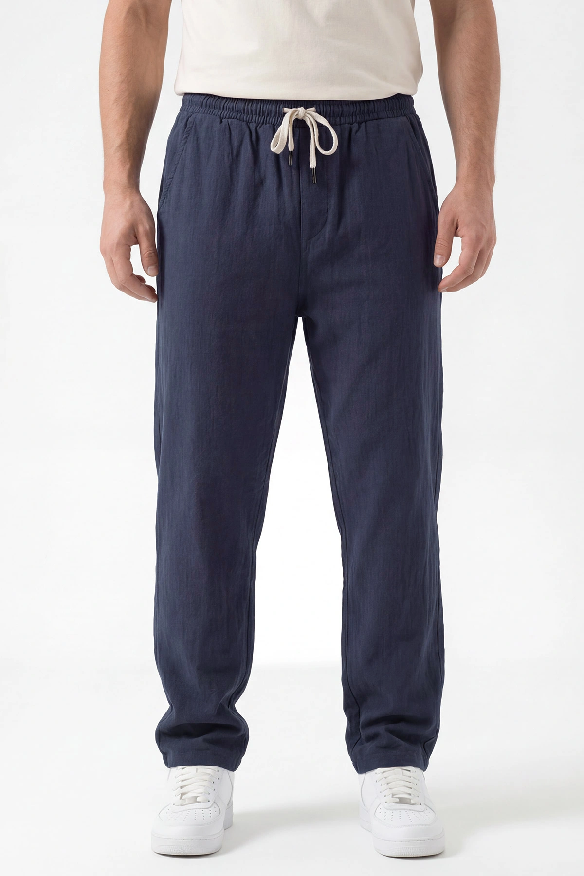 Lacivert Baggy Yıkamalı Belden Bağlamalı Erkek Pantolon 450170