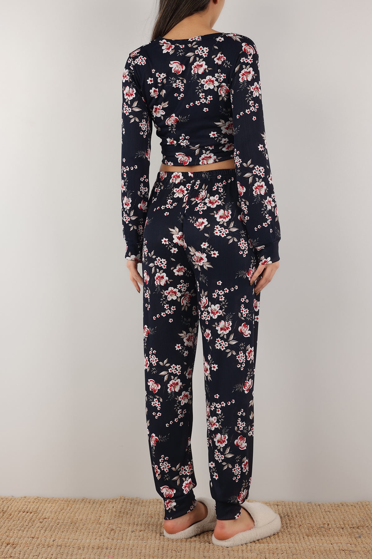 Lacivert Bağlamalı Bayan Pijama Takımı 153900