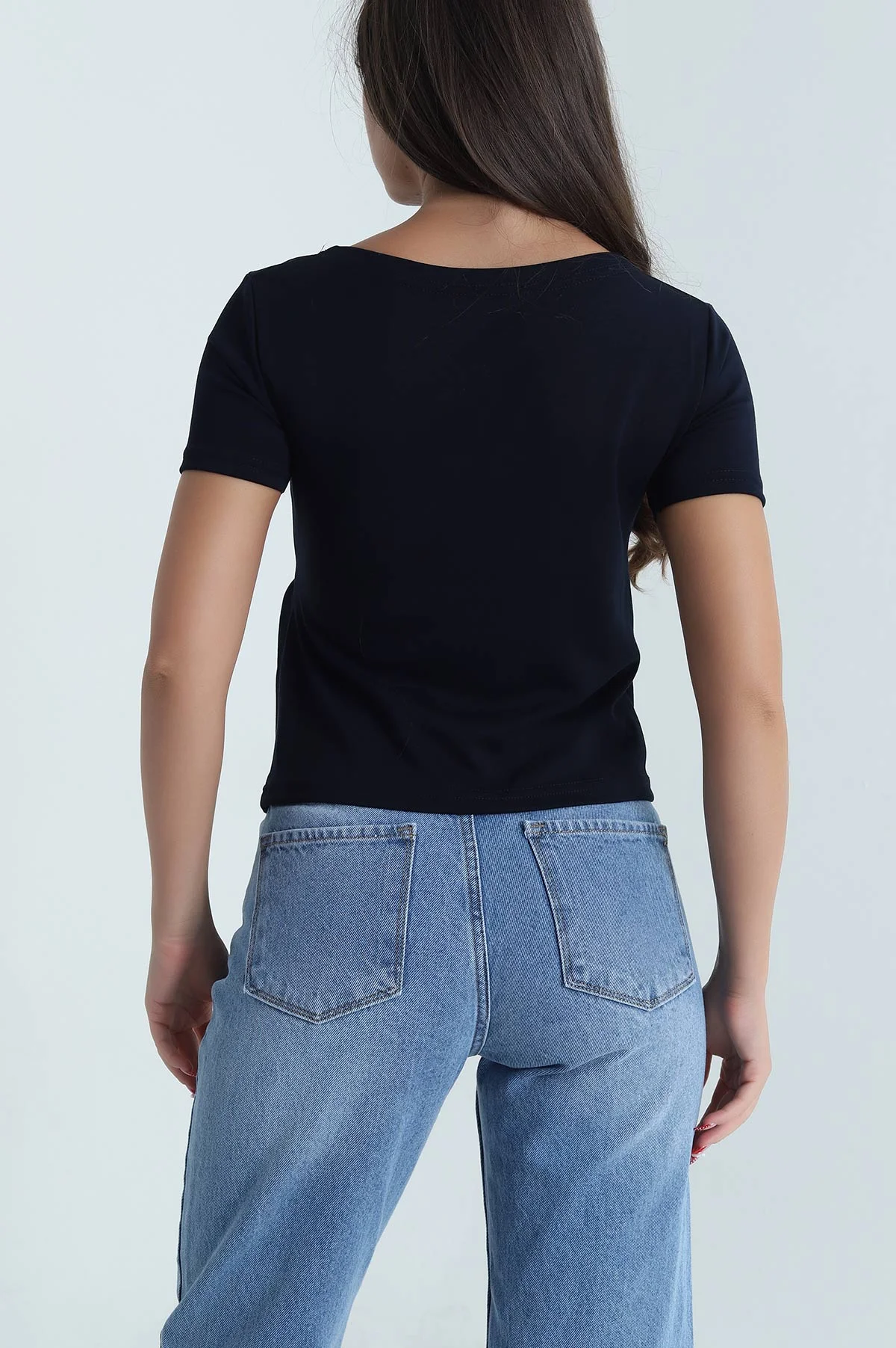 Lacivert Bağlamalı Modal Kadın Bluz 473375