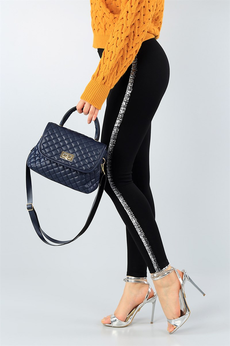 Lacivert Baklava Dilimli Bayan El ve Omuz Çantası 44837
