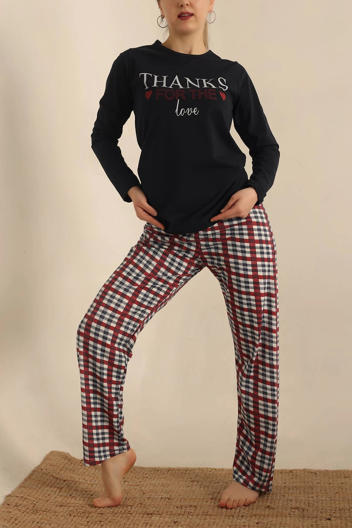 Lacivert Baskılı Bayan Pijama Takımı 237436