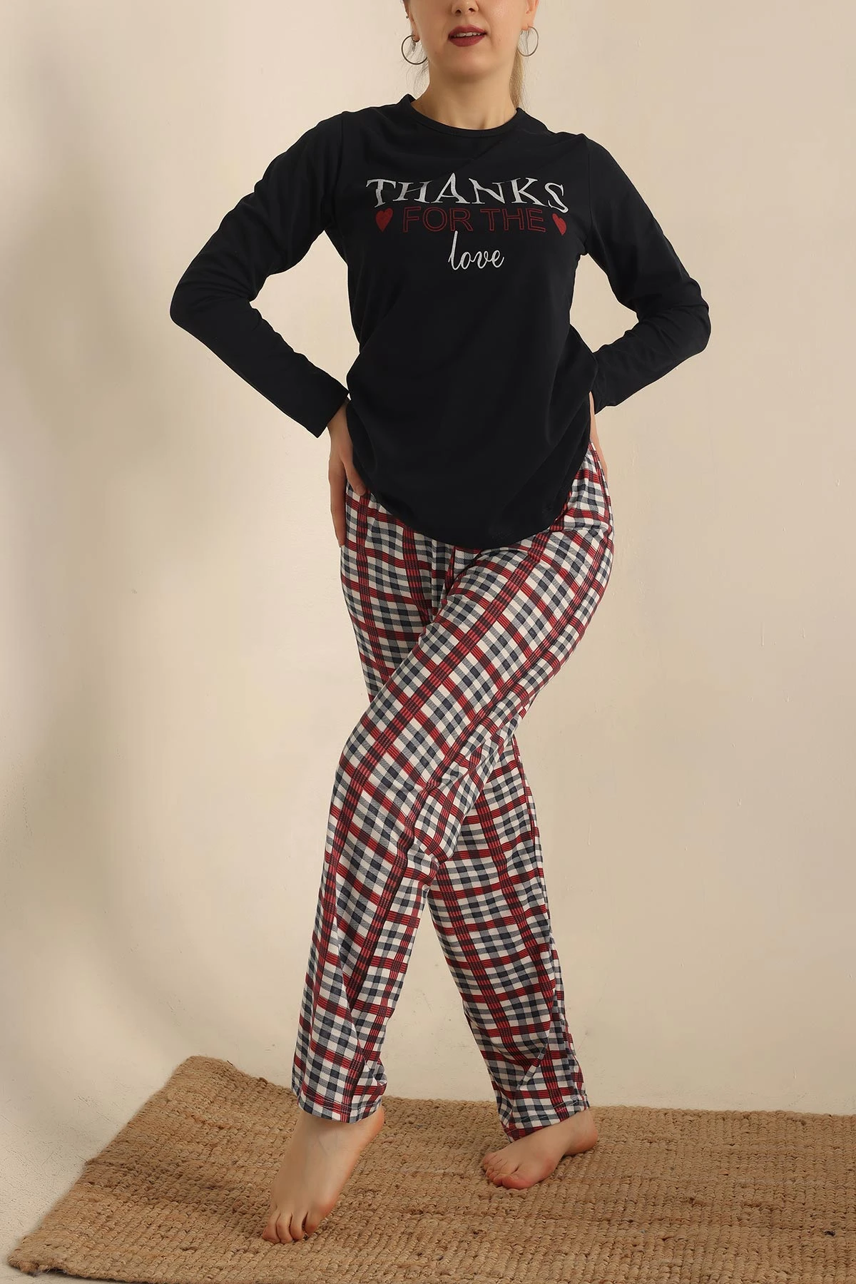 Lacivert Baskılı Bayan Pijama Takımı 237436