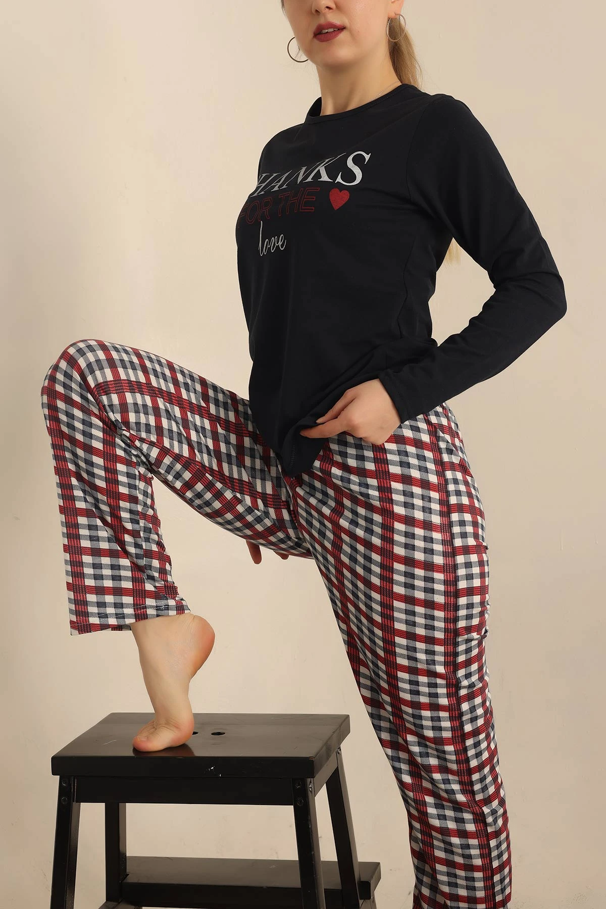 Lacivert Baskılı Bayan Pijama Takımı 237436