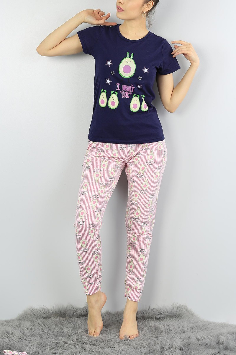 Lacivert Baskılı Bayan Pijama Takımı 54922