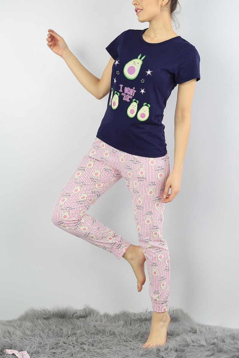 Lacivert Baskılı Bayan Pijama Takımı 54922