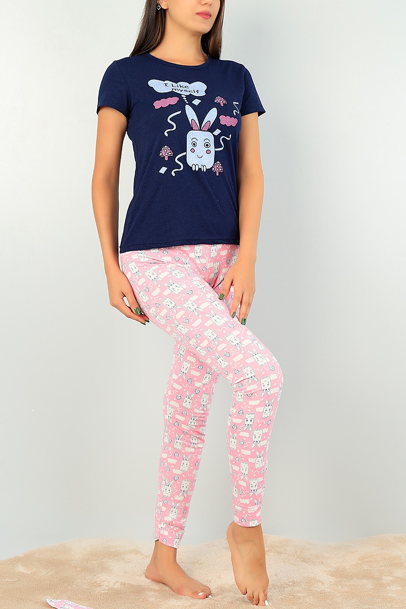 Lacivert Baskılı Bayan Pijama Takımı 73474