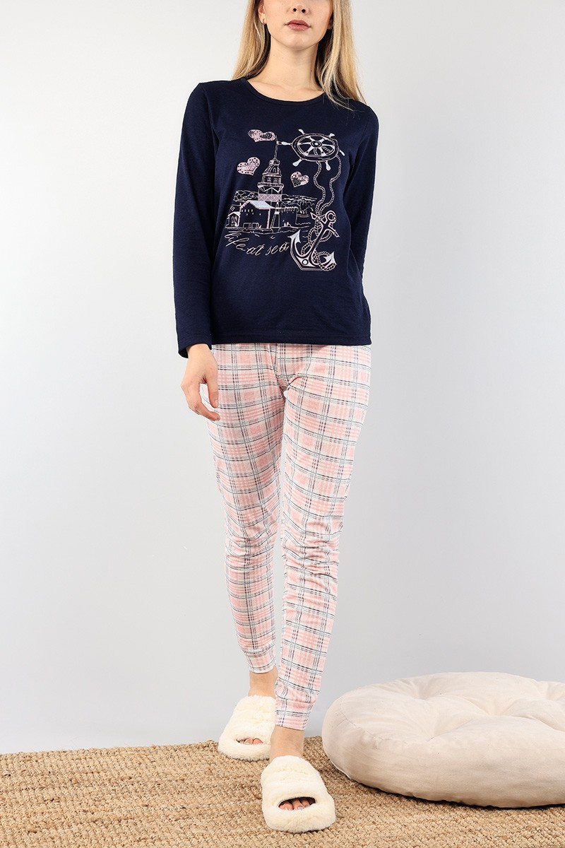 Lacivert Baskılı Bayan Pijama Takımı 89433