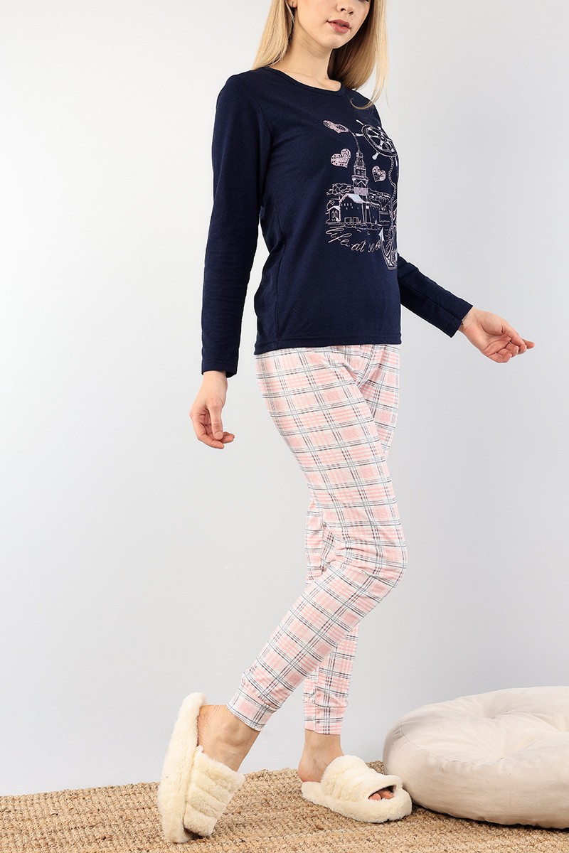 Lacivert Baskılı Bayan Pijama Takımı 89433