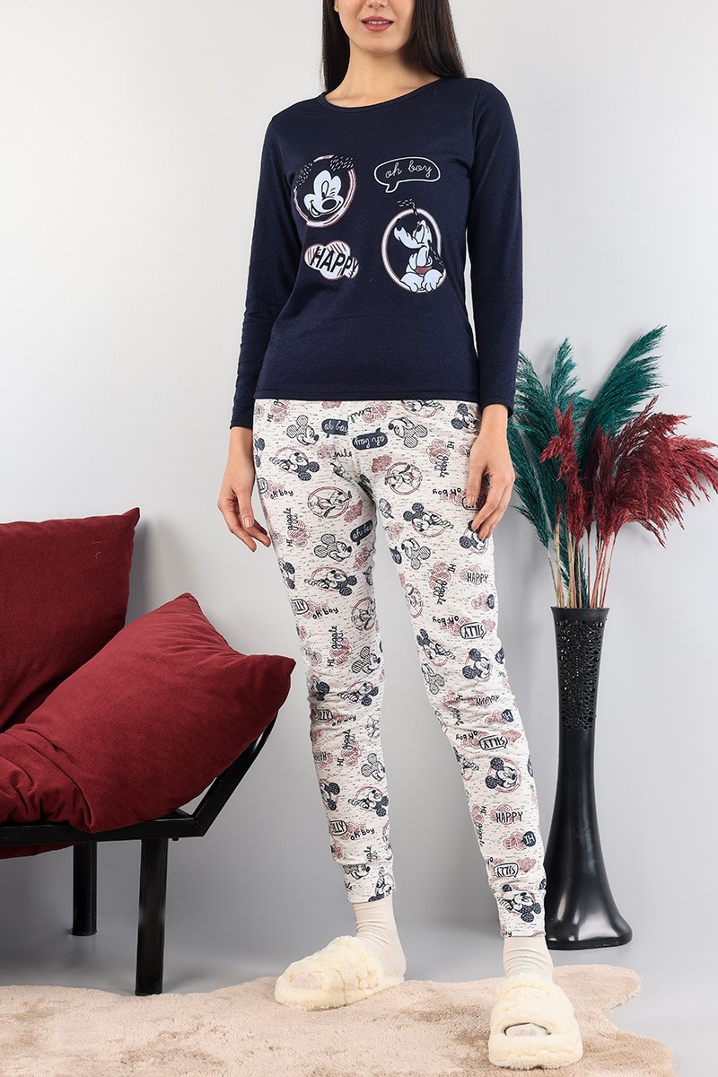 Lacivert Baskılı Bayan Pijama Takımı 89435