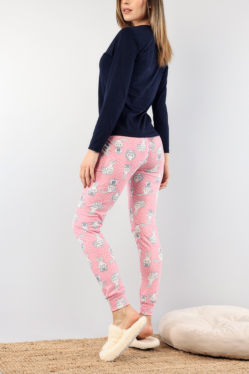 Lacivert Baskılı Bayan Pijama Takımı 89436