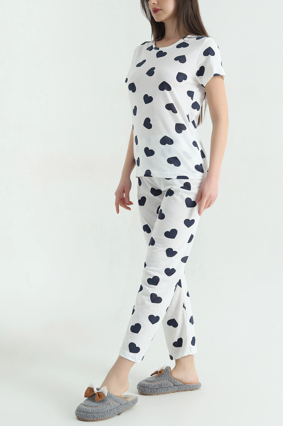 Lacivert Baskılı Kadın Pijama Takımı 357368