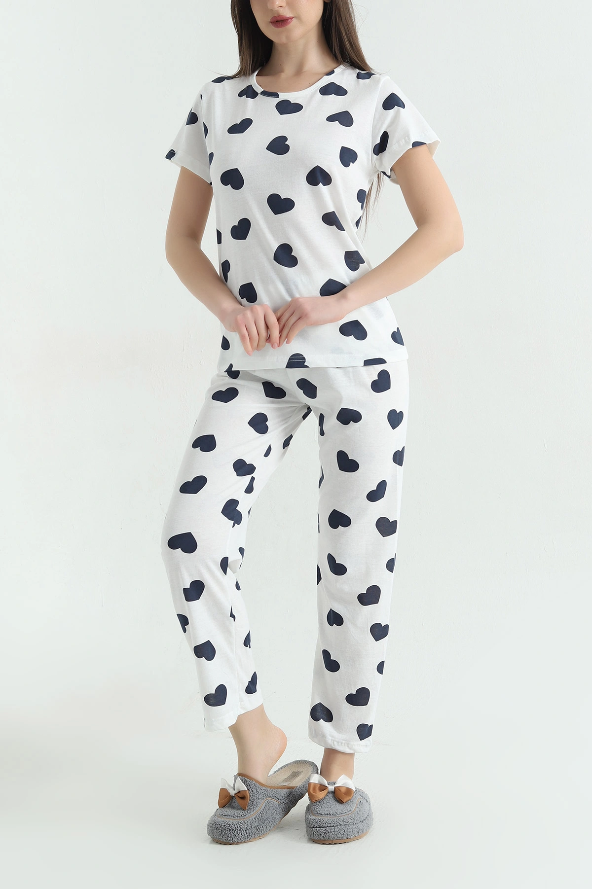 Lacivert Baskılı Kadın Pijama Takımı 357368