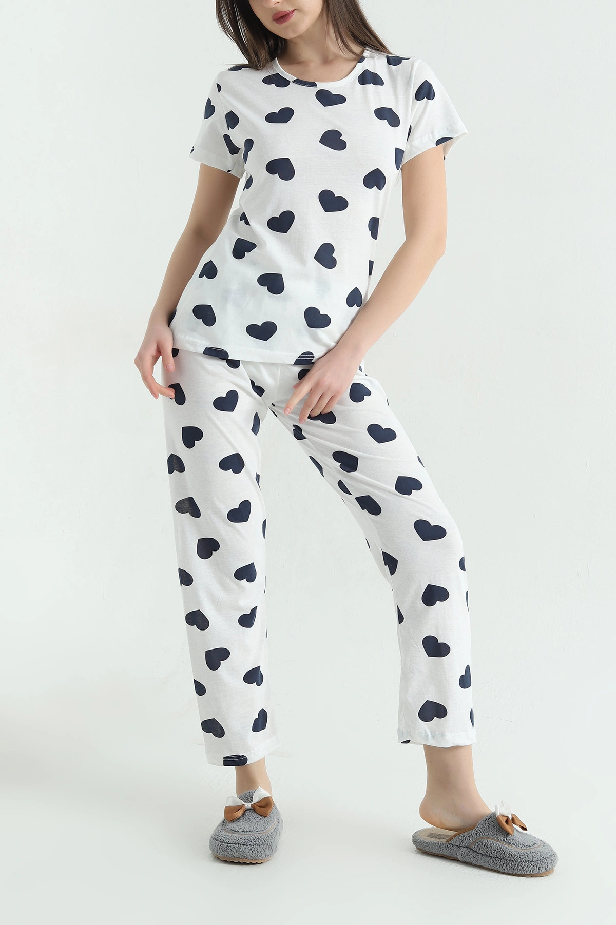 Lacivert Baskılı Kadın Pijama Takımı 357368