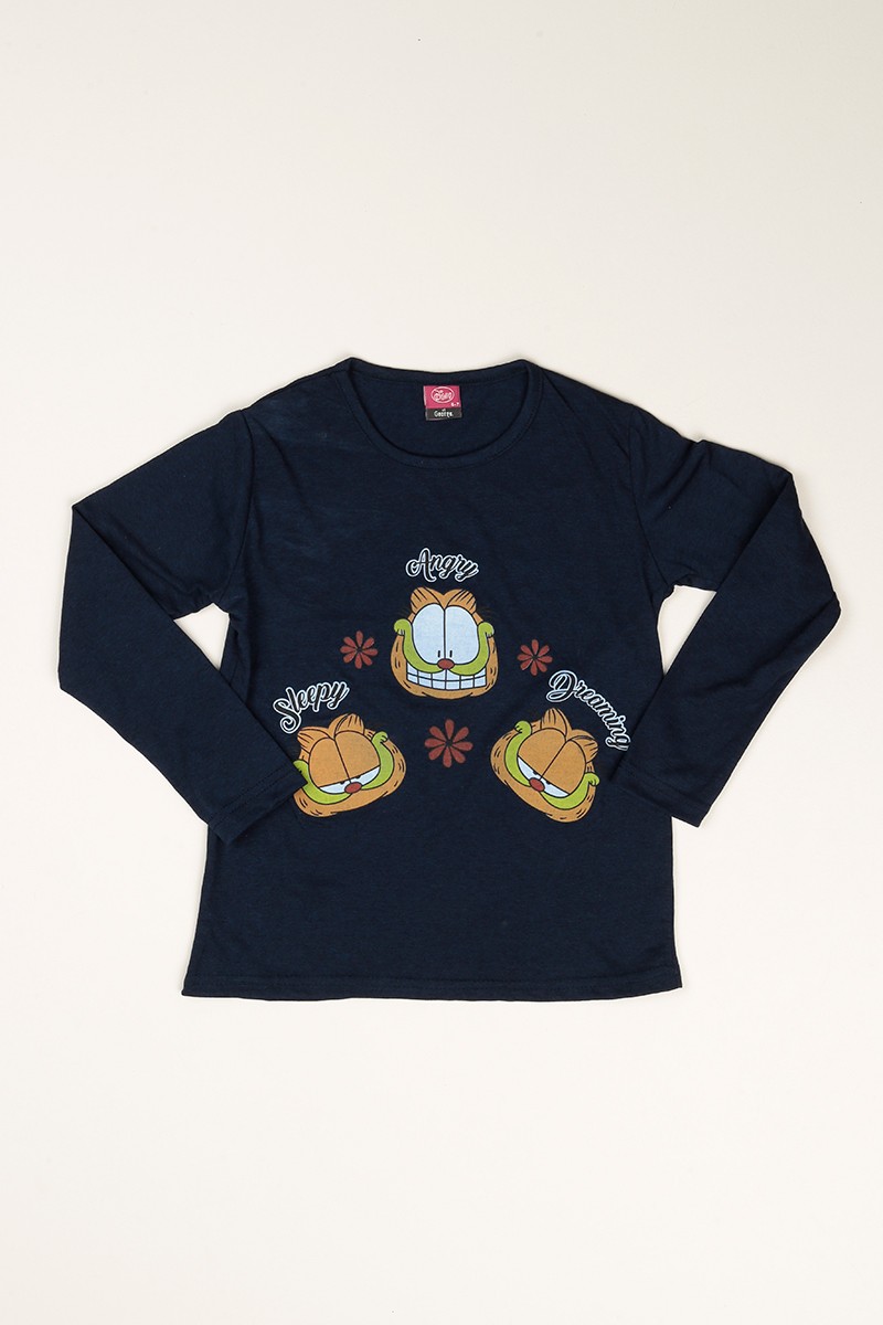 Lacivert Baskılı Kız Çocuk Pijama Takımı 77939