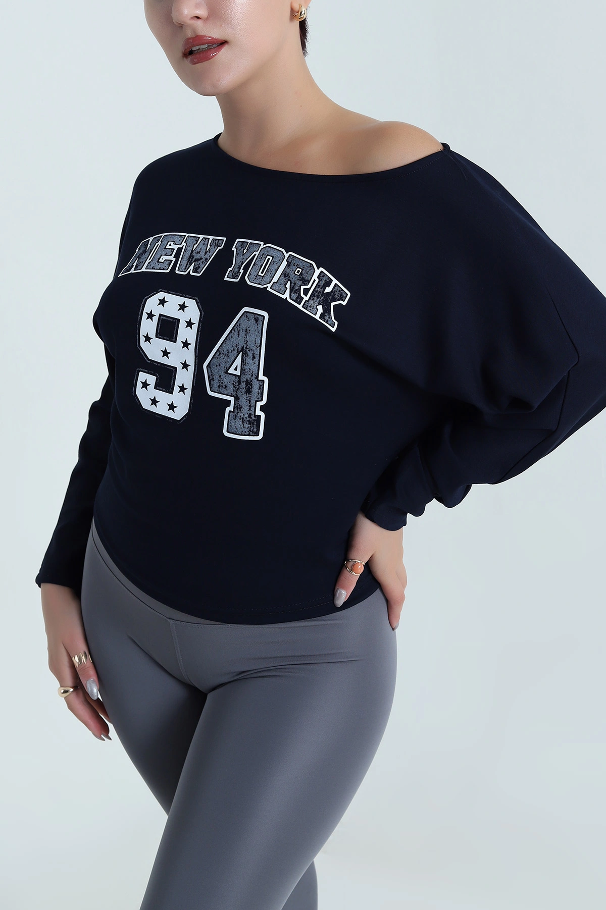 Lacivert Baskılı Oysho Kadın Bluz 483070