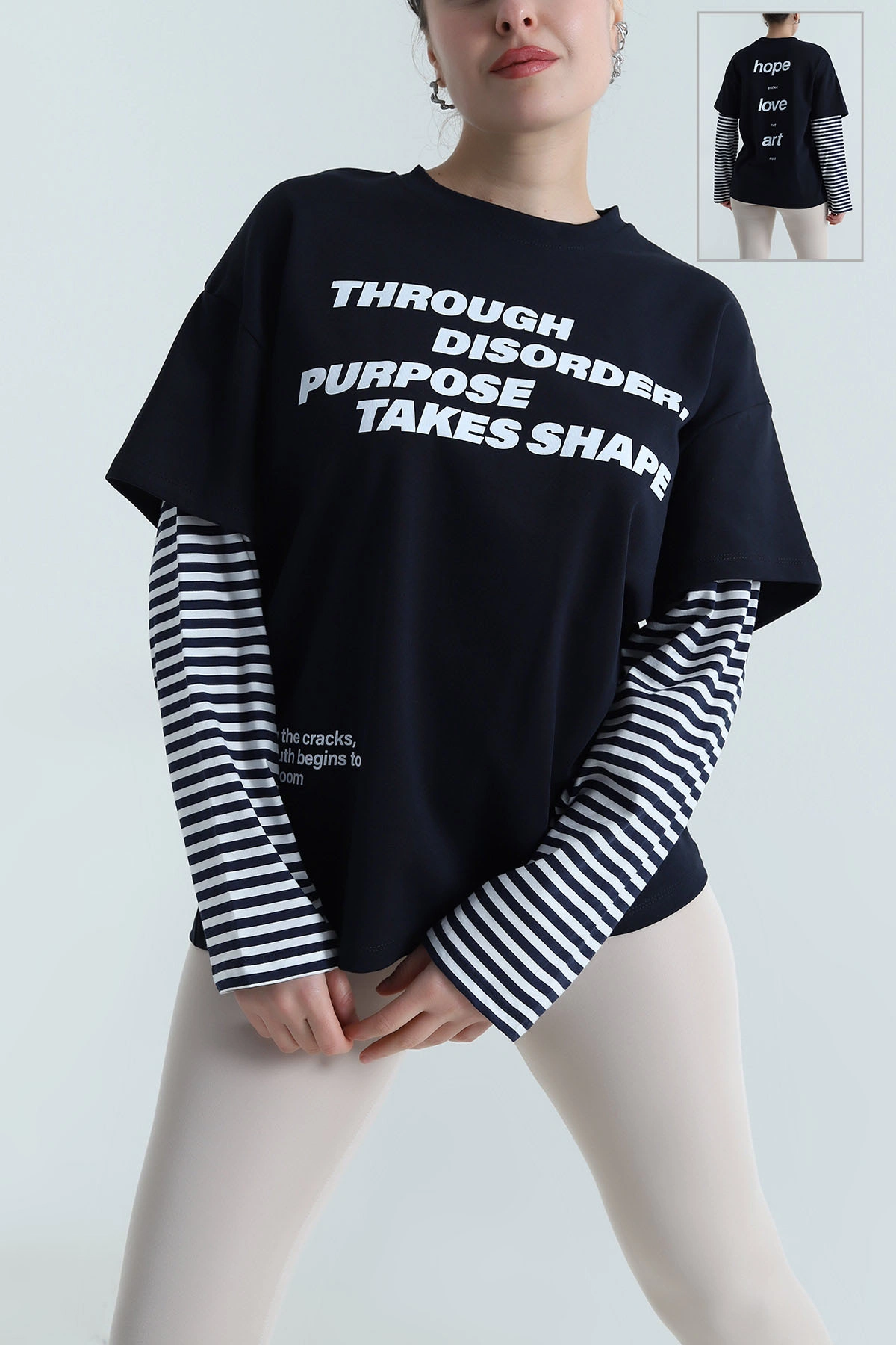 Lacivert Baskılı Ribana Kadın Sweat 497619