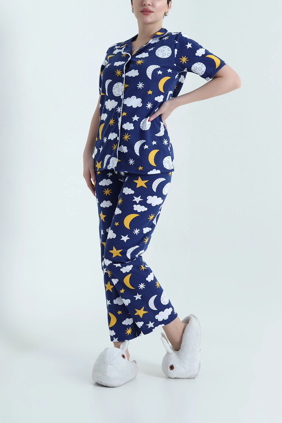 Lacivert Baskılı Süprem Kadın Pijama Takımı 438050