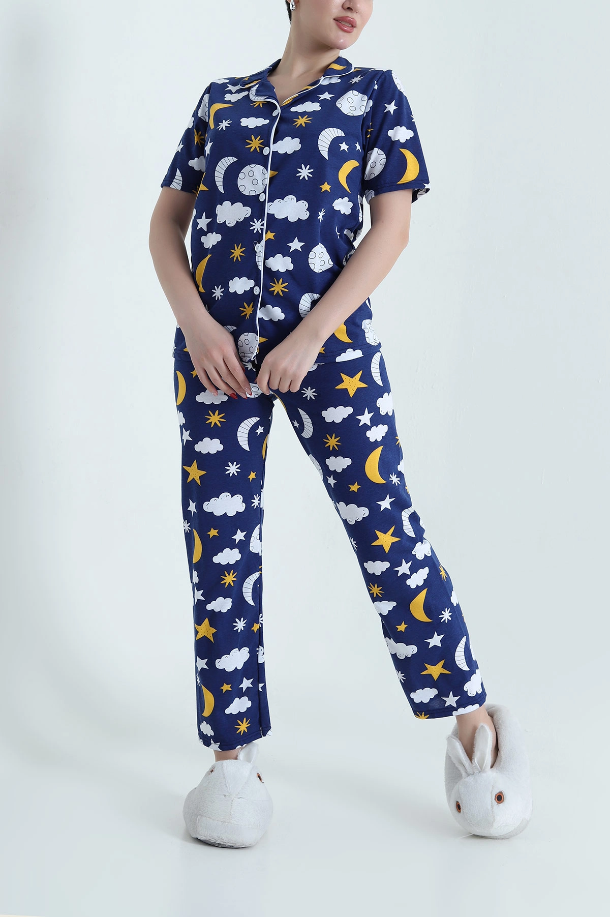 Lacivert Baskılı Süprem Kadın Pijama Takımı 438050