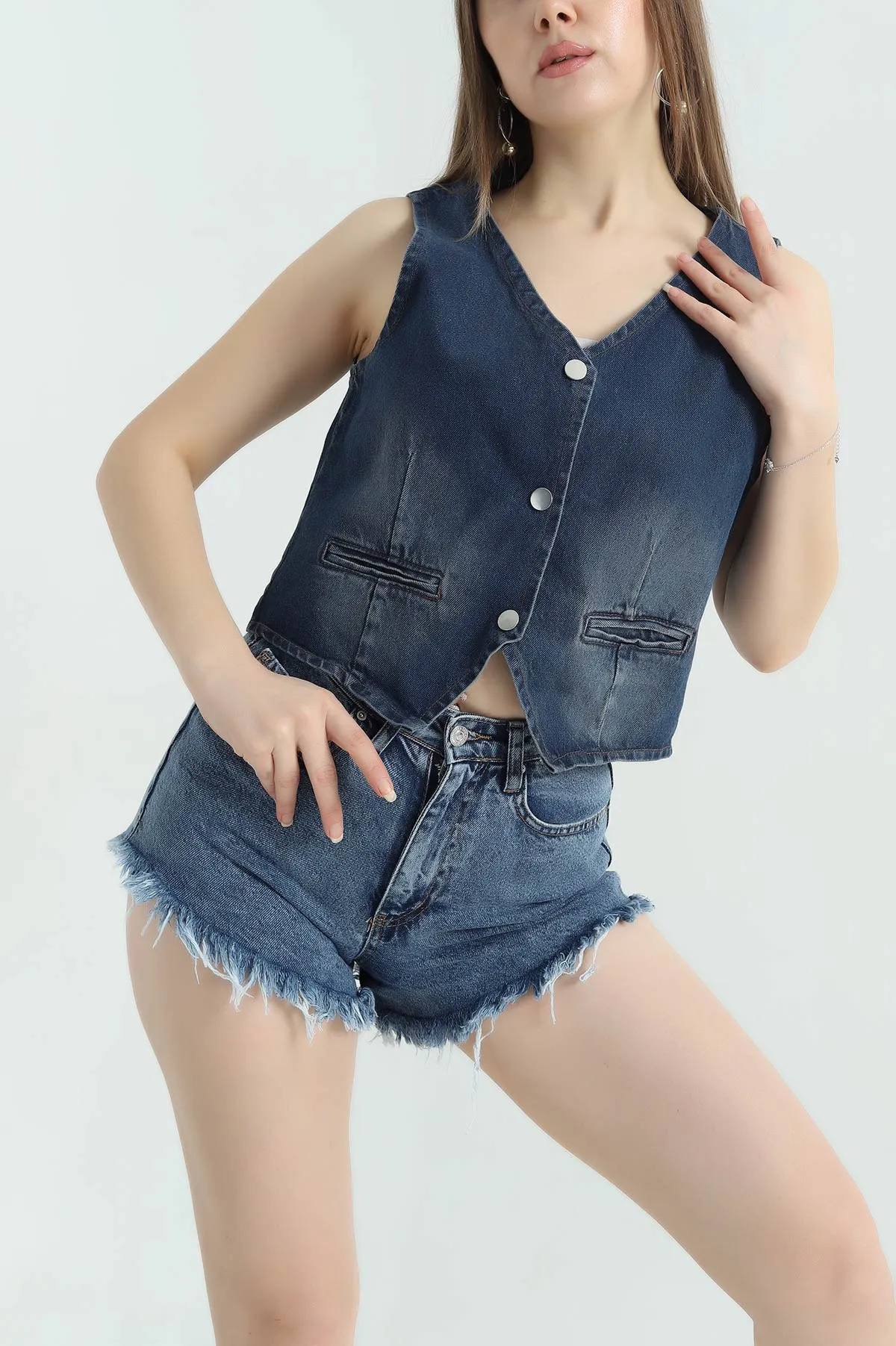 Lacivert Bayan Kot Yelek 335605