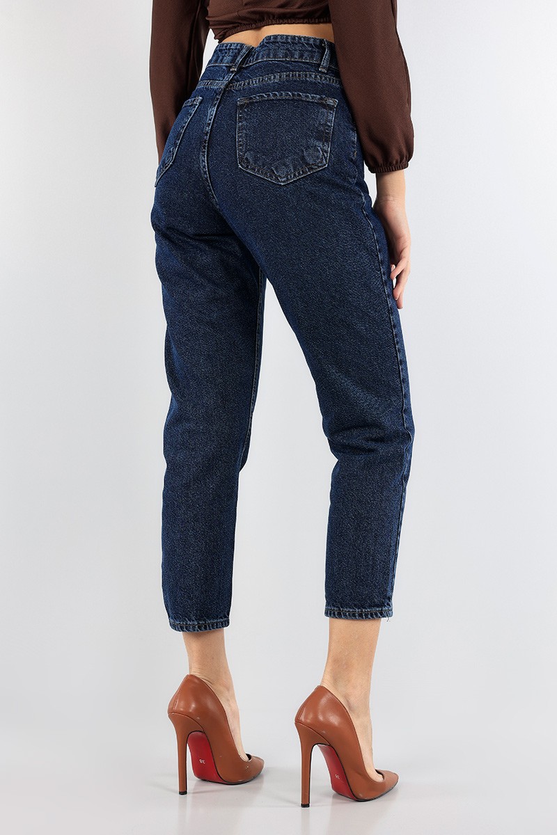 Lacivert Bayan Mom Kot Pantolon 93478