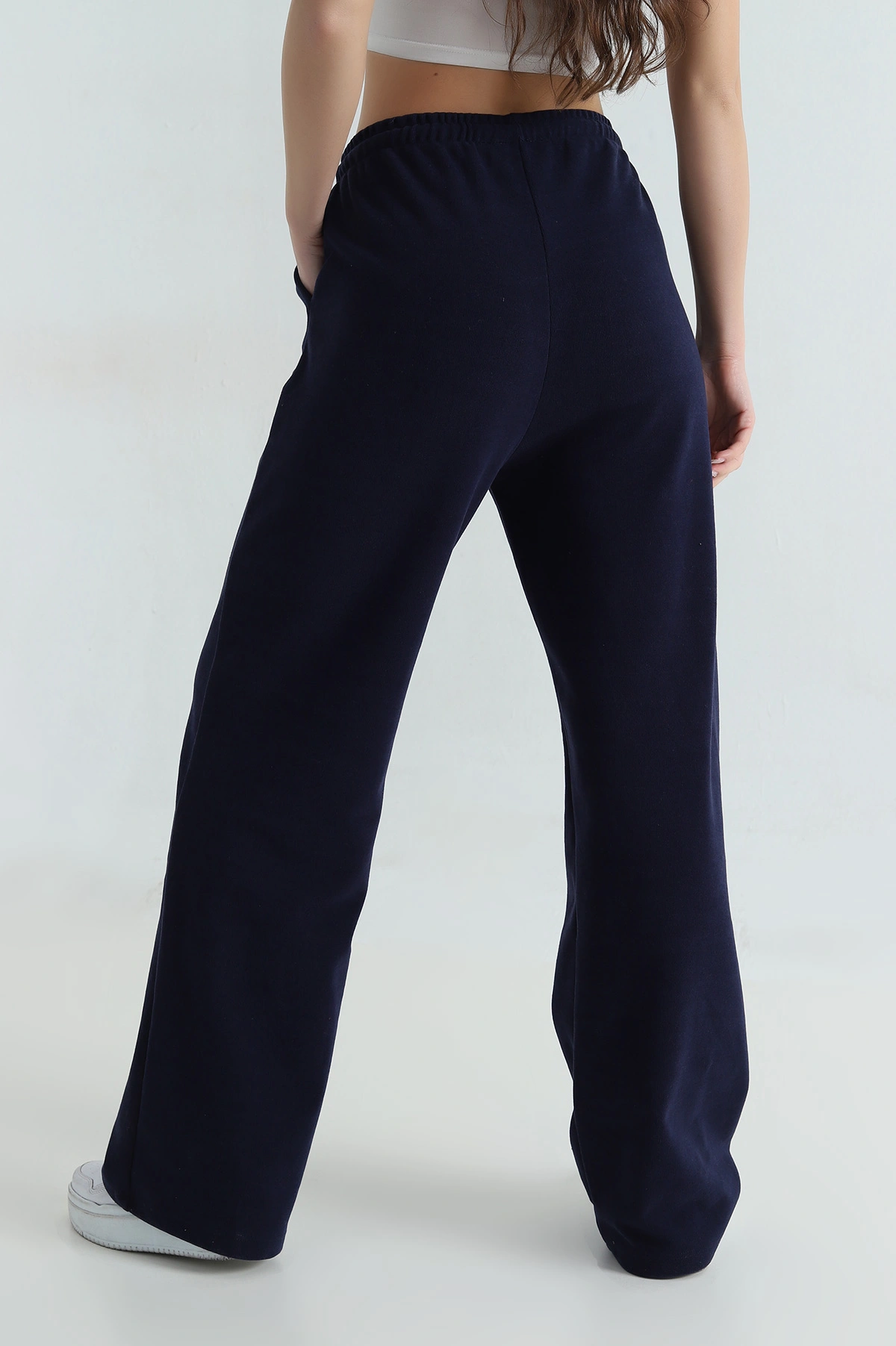 Lacivert Bel Lastikli Cepli Selanik Kadın Pantolon 414359