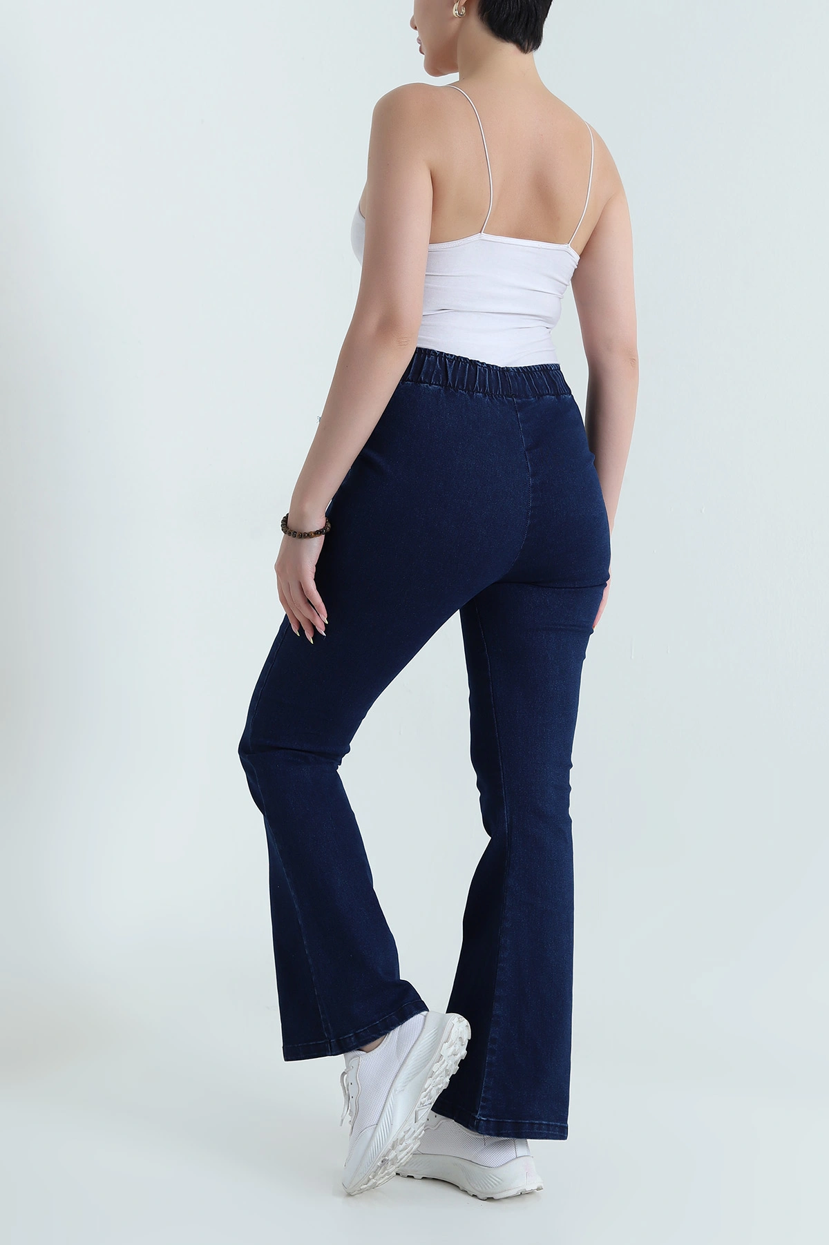 Lacivert Beli Lastikli İspanyol Kadın Kot Pantolon 467893