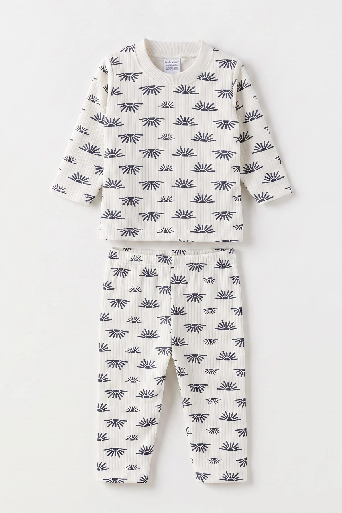 Lacivert Beyaz   (1-3 Yaş) Güneş Desen Raporlu Çocuk Pijama Takım 477349