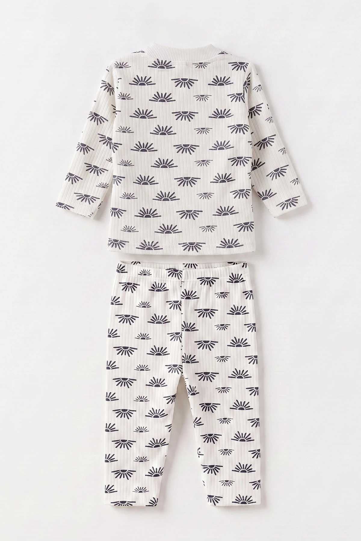 Lacivert Beyaz   (1-3 Yaş) Güneş Desen Raporlu Çocuk Pijama Takım 477349