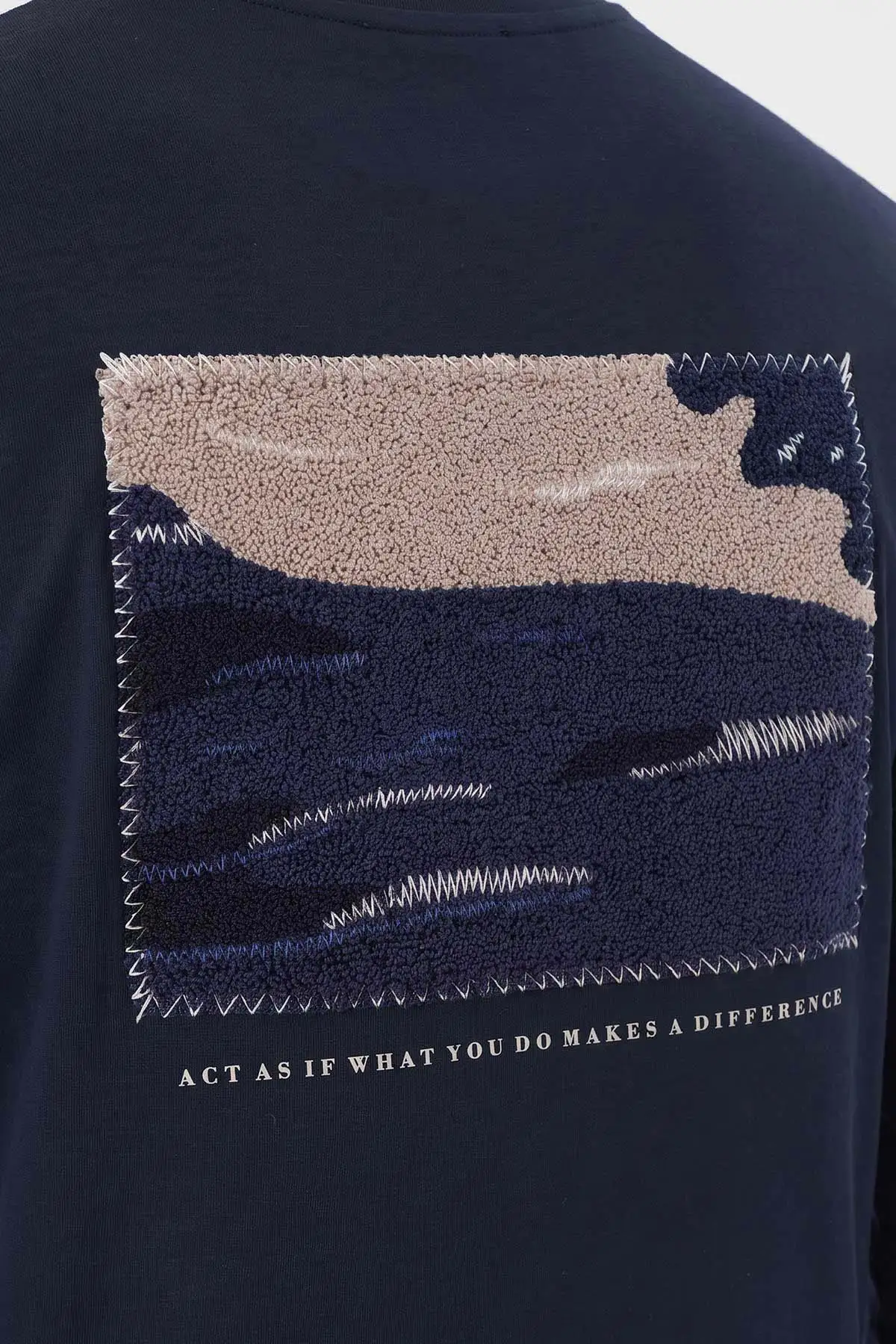 Lacivert Bisiklet Yaka Sırt Detay Erkek Sweatshirt 492025