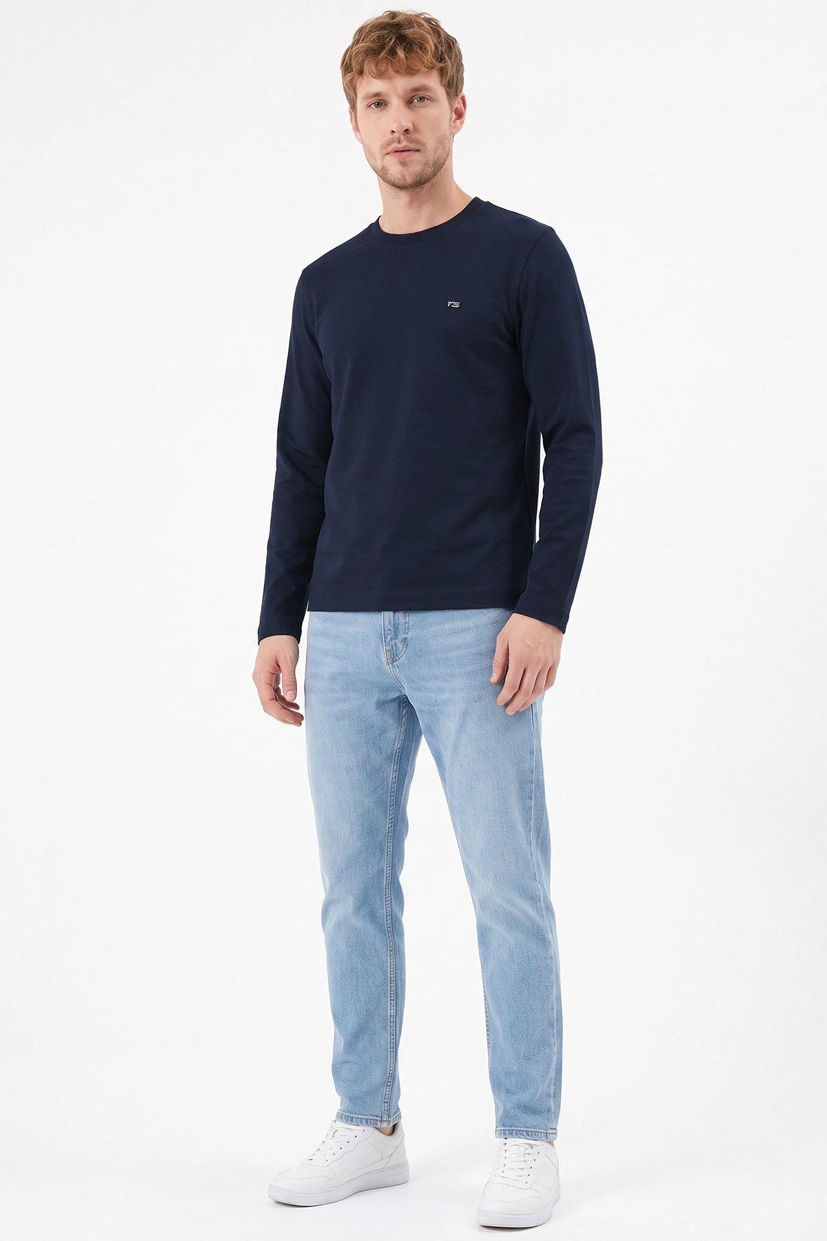 Lacivert Bisiklet Yaka Sırt Detay Erkek Sweatshirt 492025