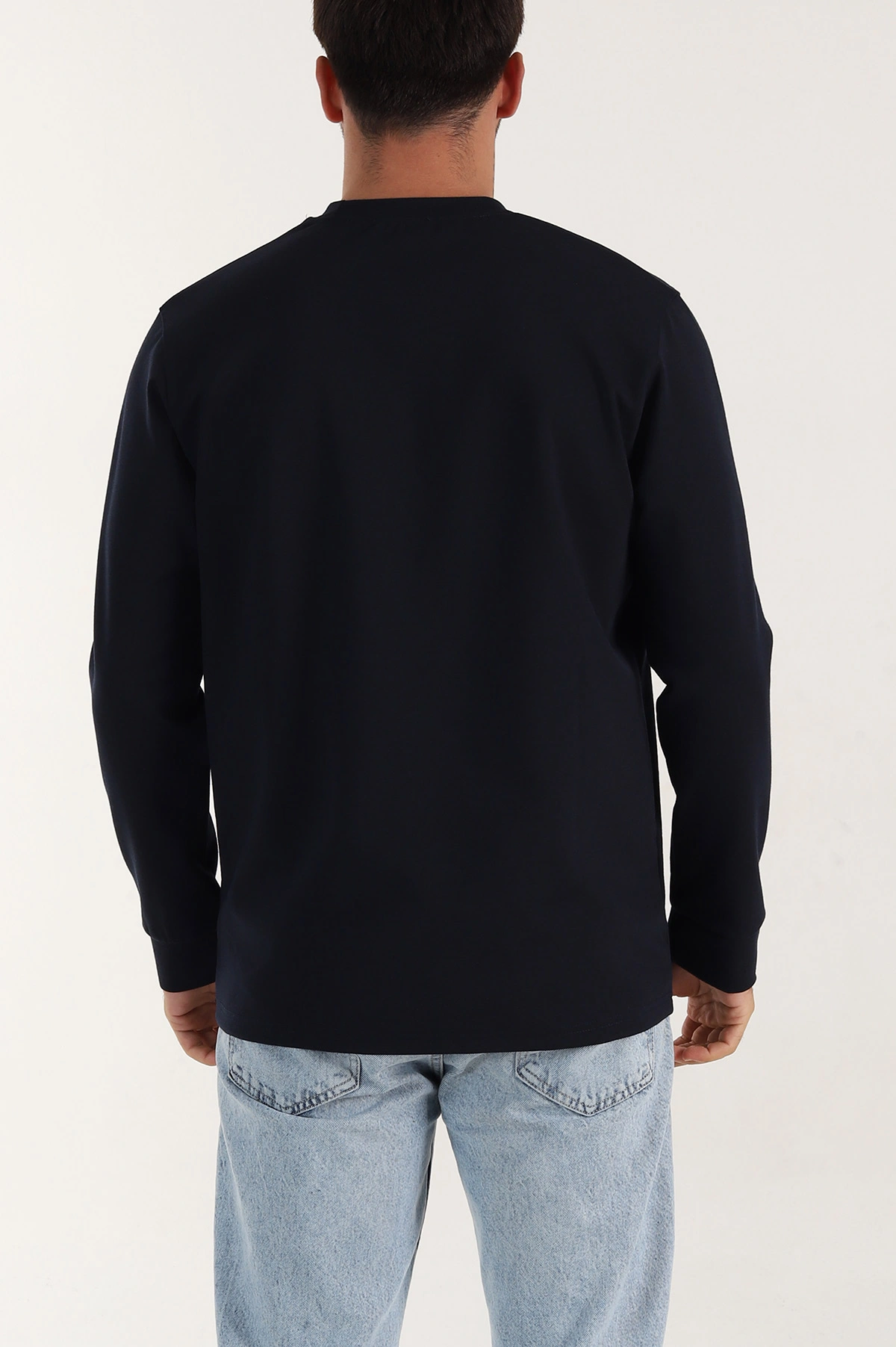 Lacivert Bisiklet Yaka Uzun Kollu Erkek Sweatshirt 396900