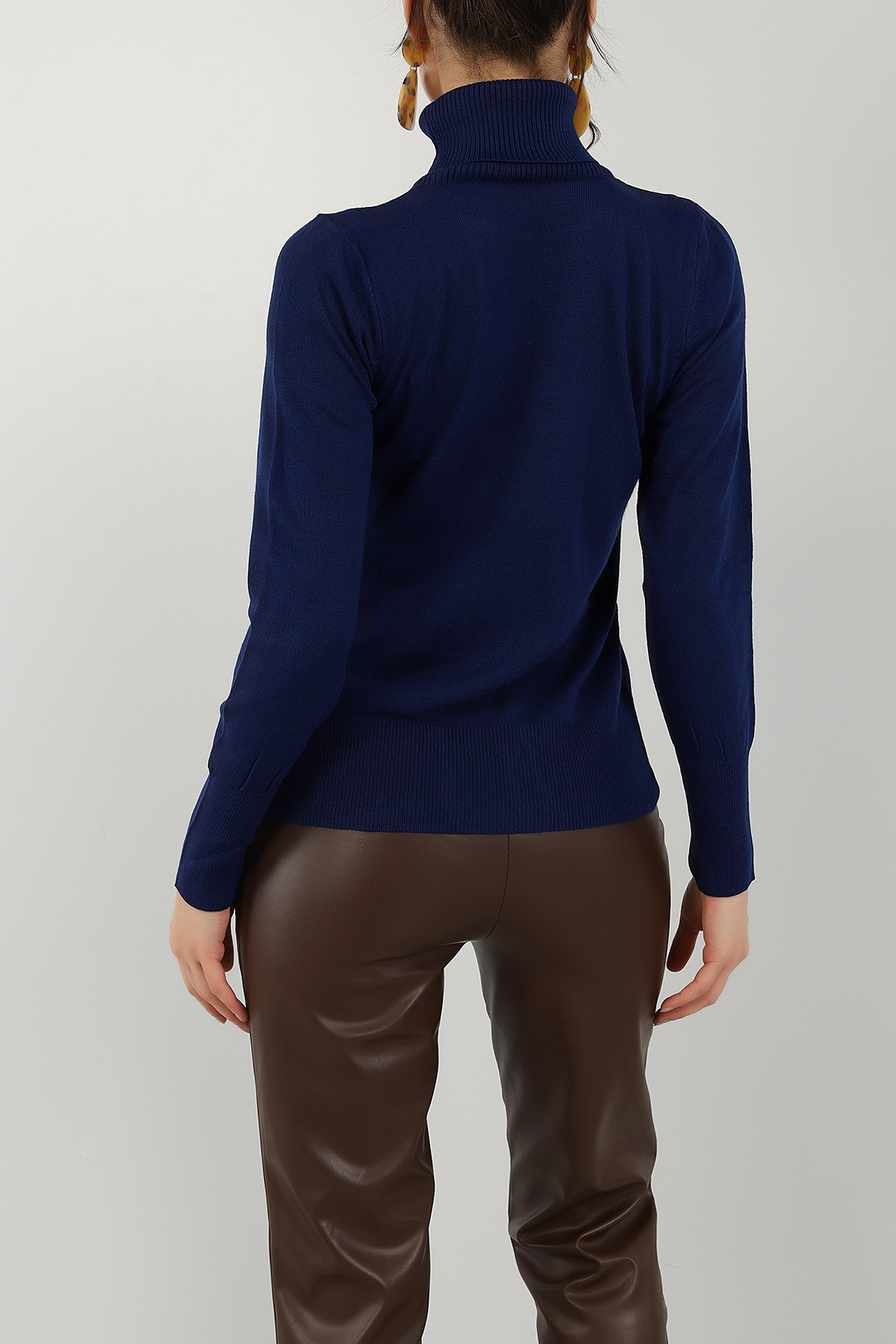 Lacivert Boğazlı Bayan Triko Kazak 143941