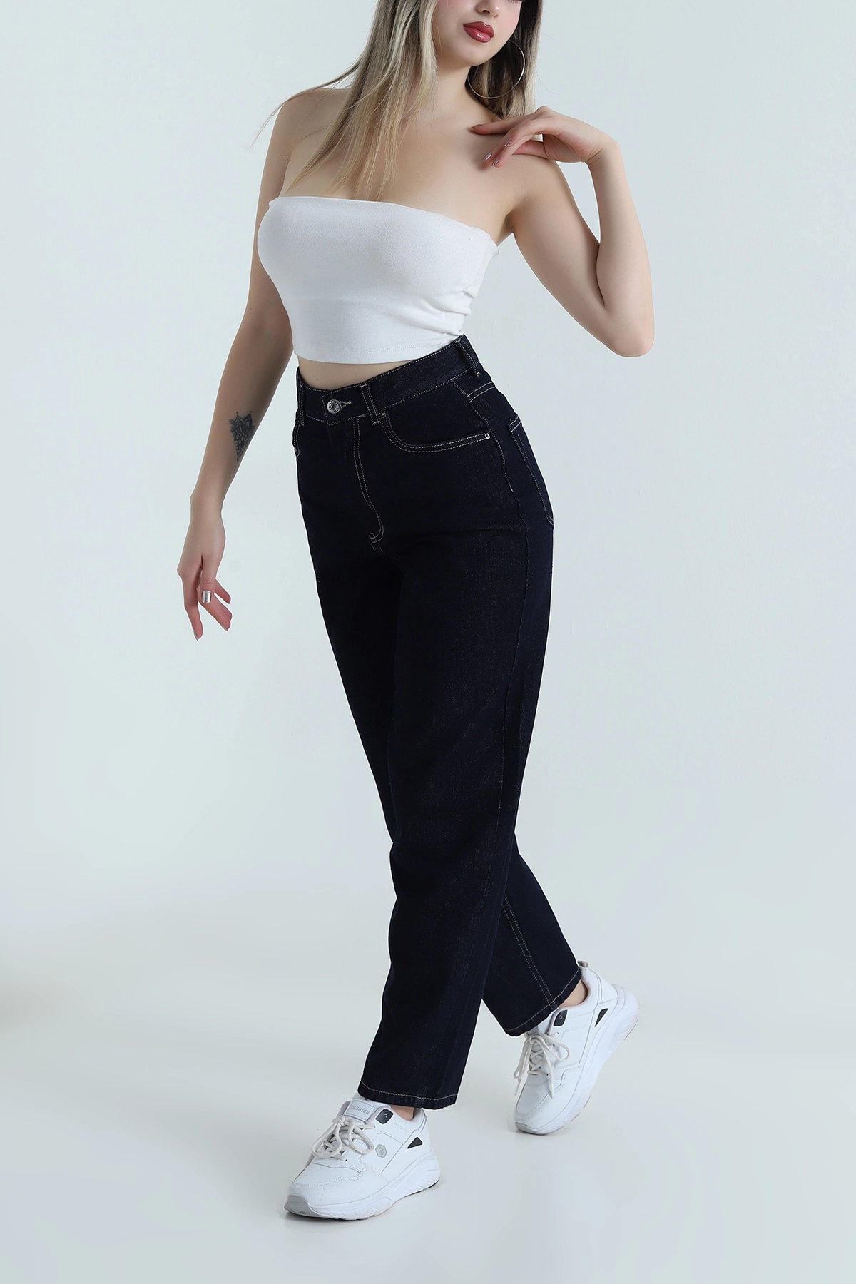 Lacivert Boyfriend Kadın Kot Pantolon 488103
