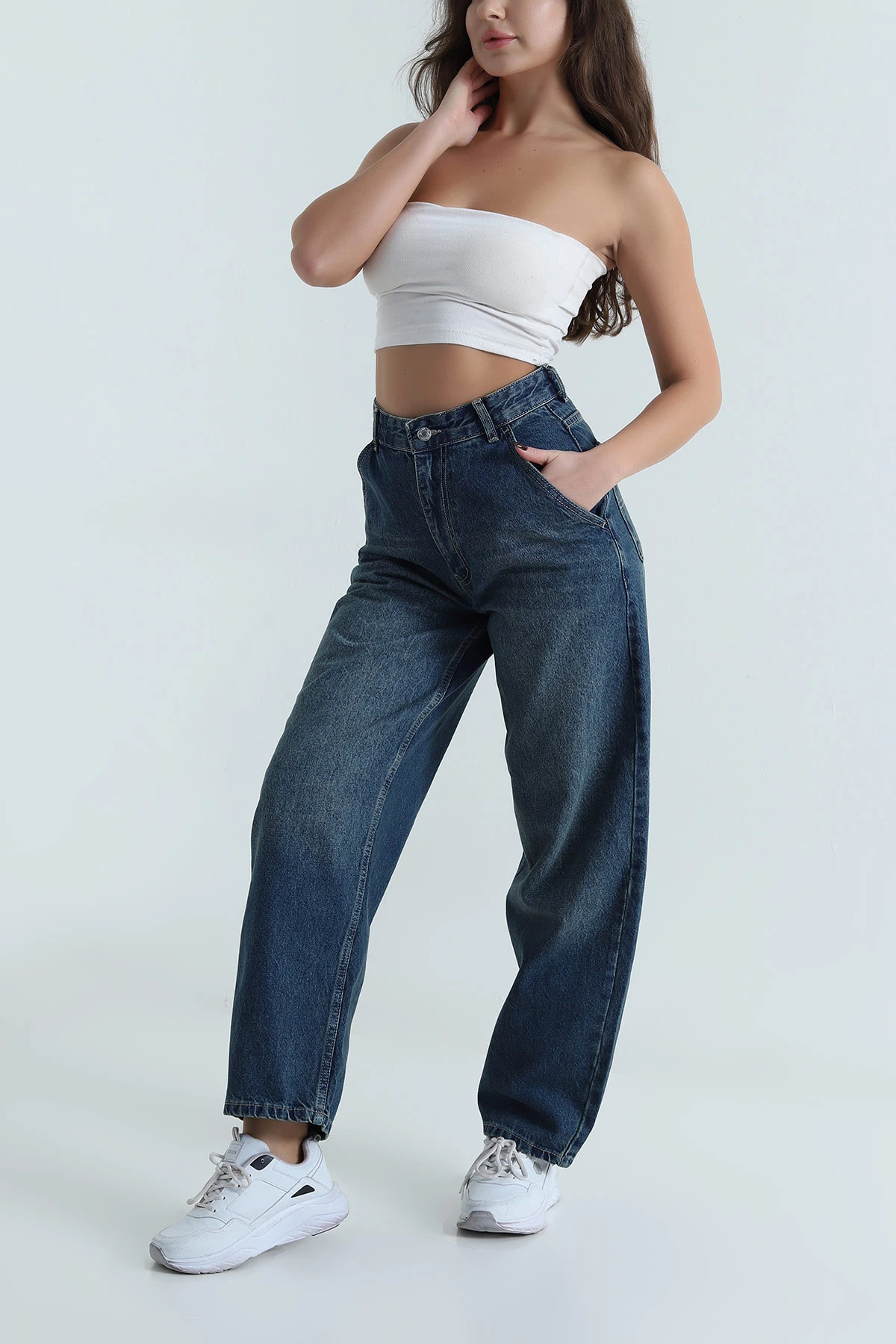 Lacivert Boyfriend Kadın Kot Pantolon 498327