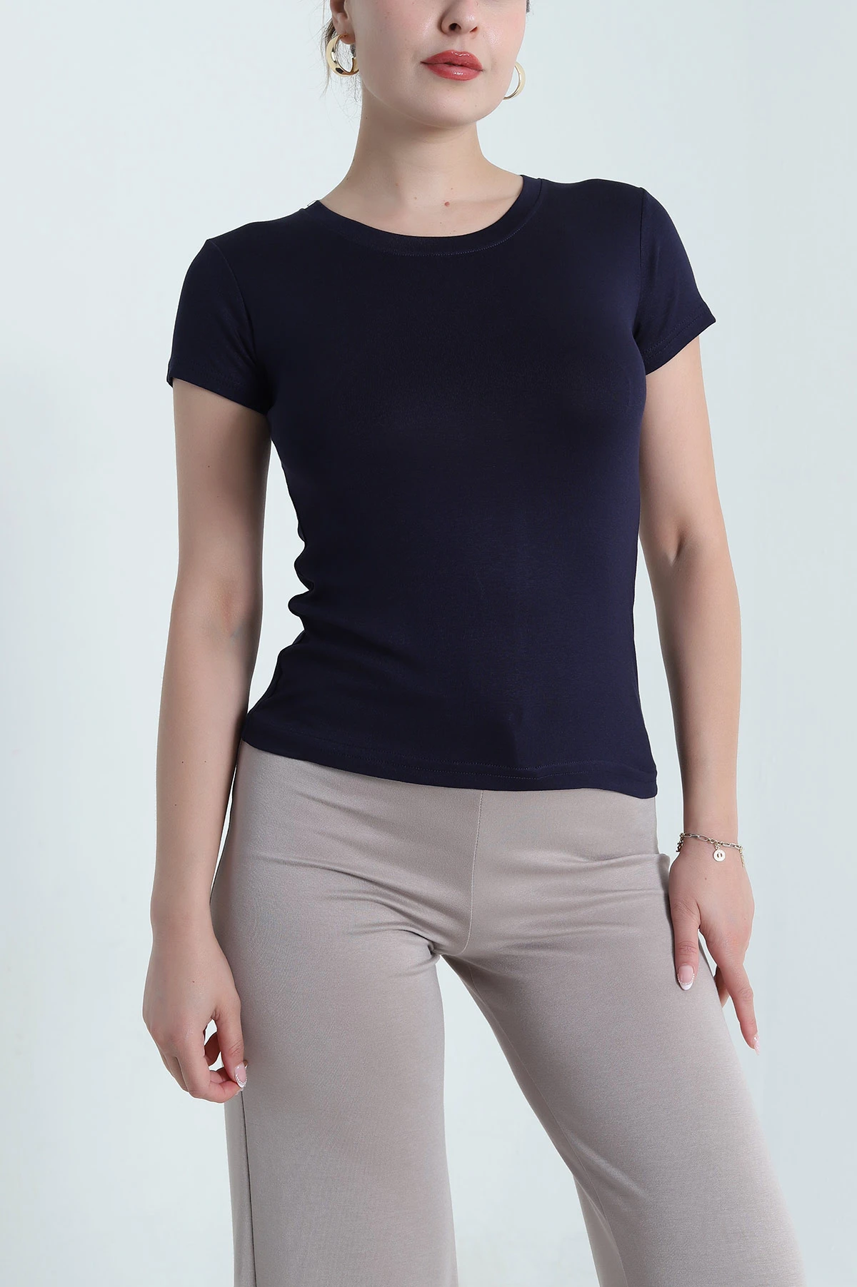 Lacivert Buzzy Likralı Kadın Body Bluz 478328
