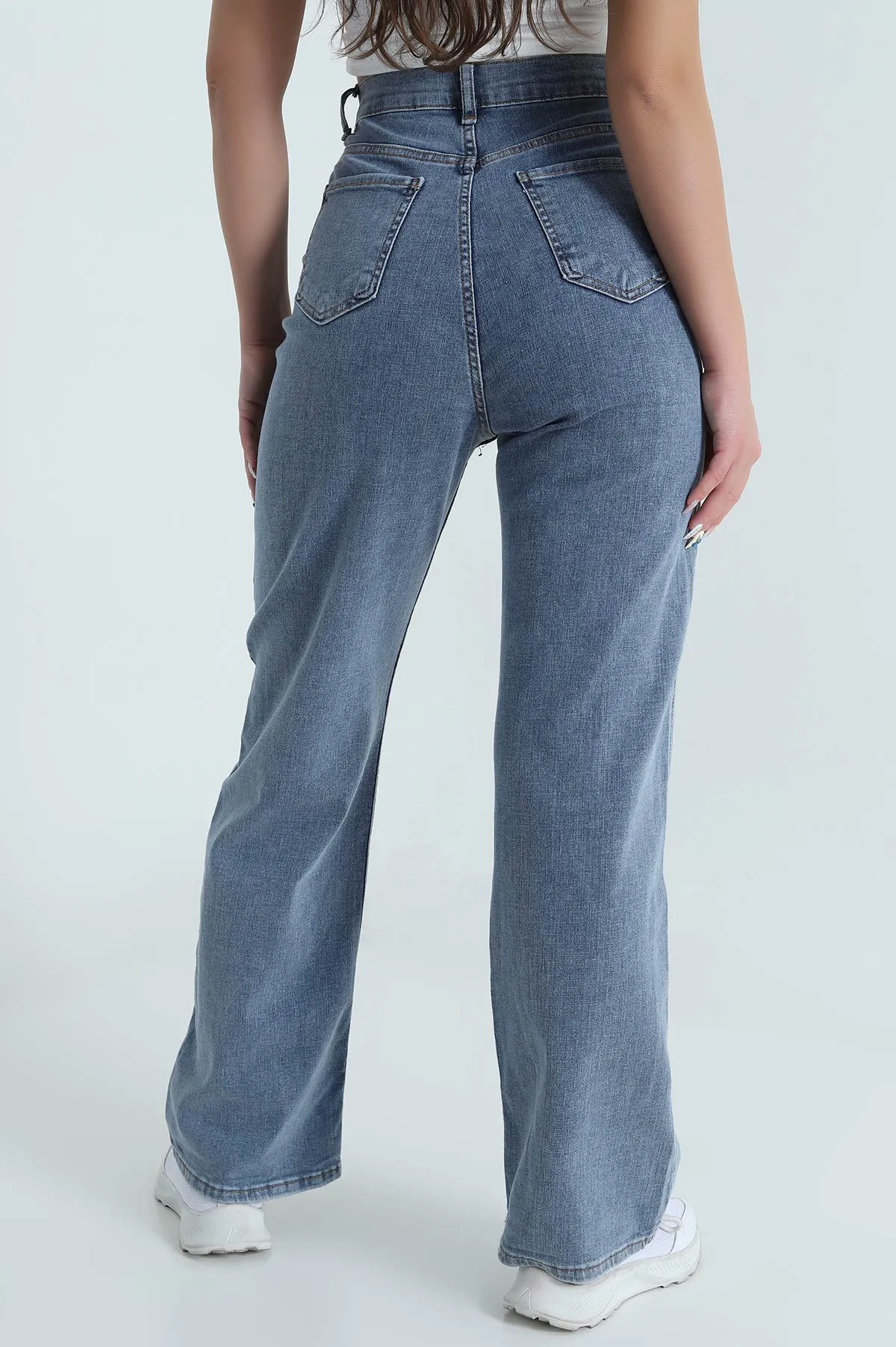 Lacivert Cepli Likralı Palazzo Kadın Kot Pantolon 482227