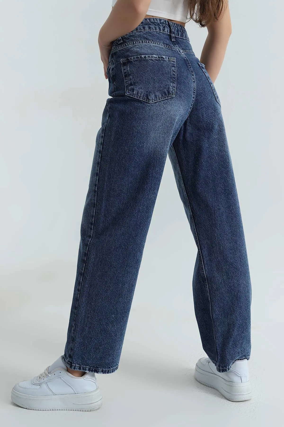 Lacivert Cepli Palazzo Kadın Kot Pantolon 406257