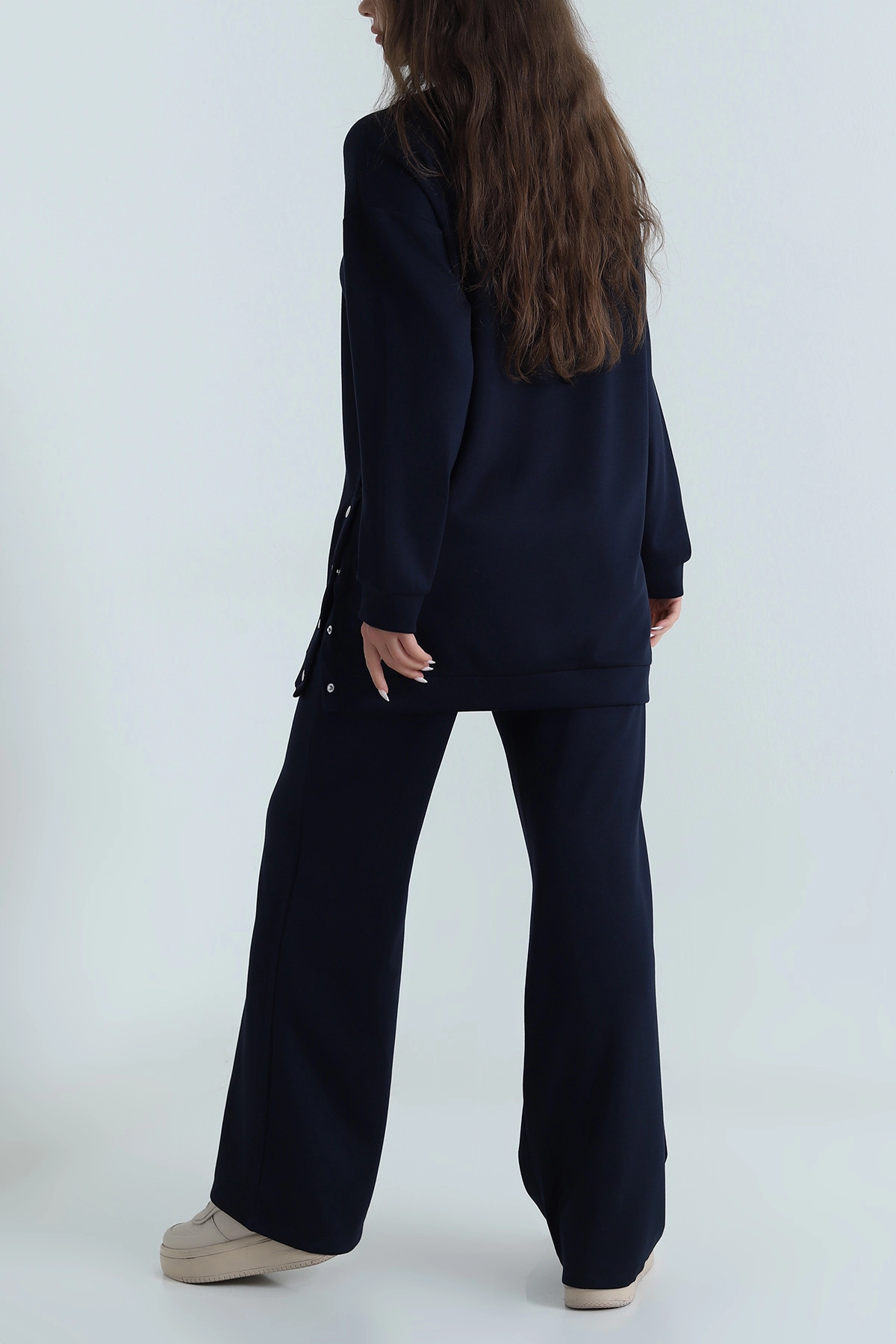 Lacivert Çıtçıtlı Oysho Kadın Tunik Pantolon İkili Takım 489010