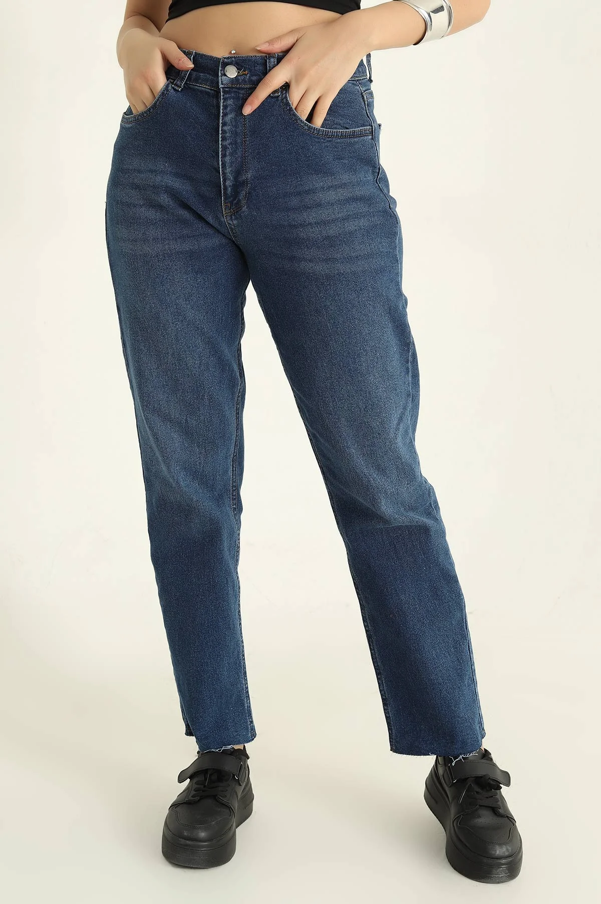 Lacivert Comford Likralı Kadın Kot Pantolon 325855