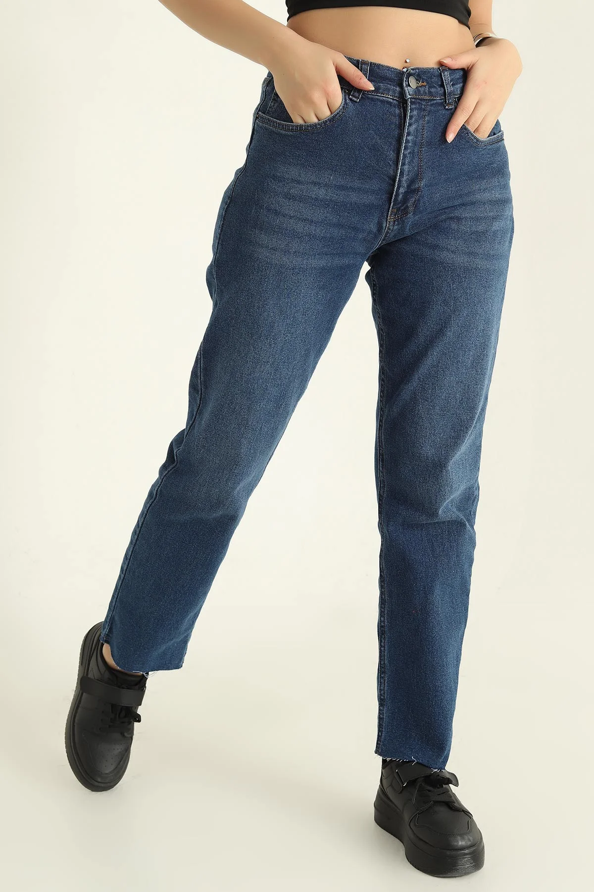 Lacivert Comford Likralı Kadın Kot Pantolon 325855