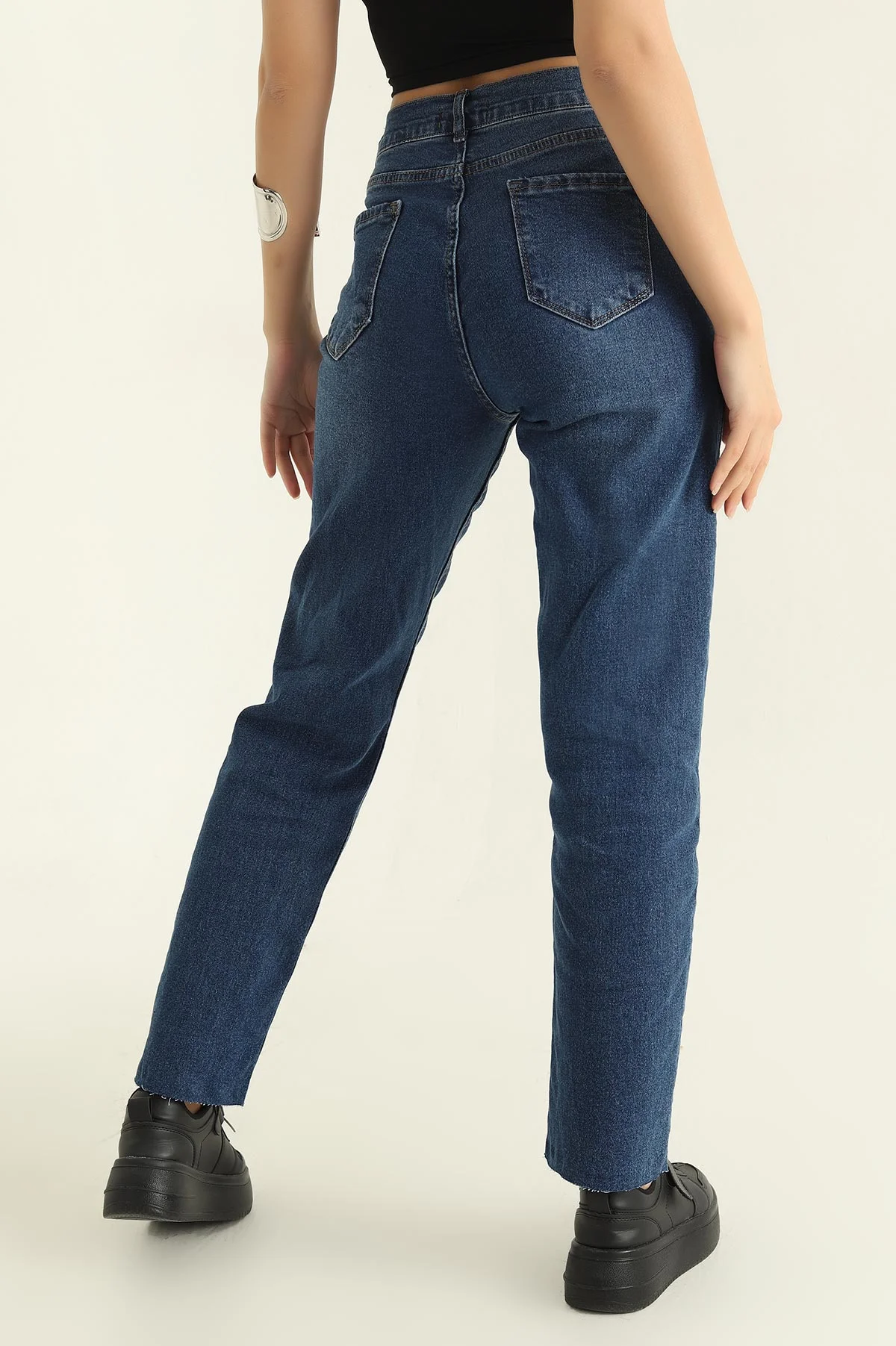 Lacivert Comford Likralı Kadın Kot Pantolon 325855