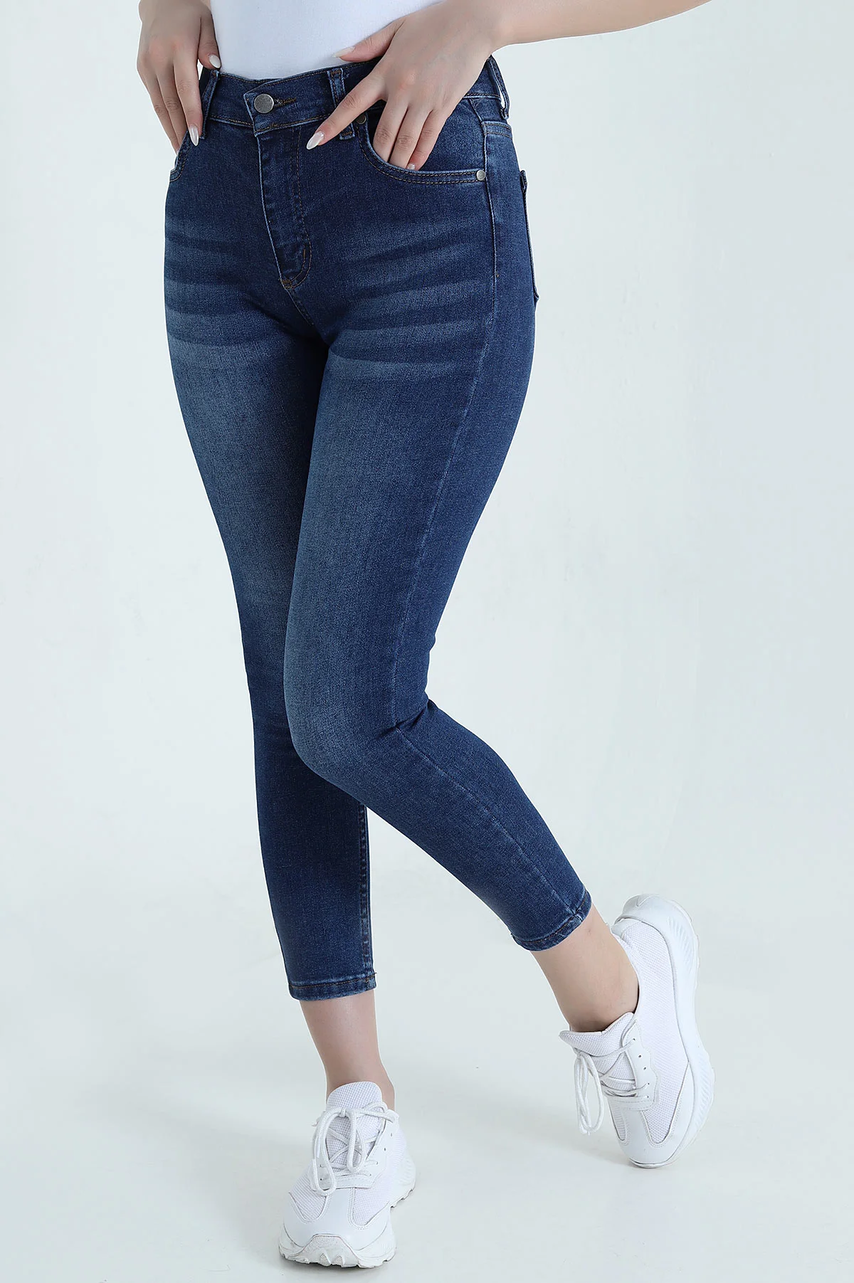 Lacivert Dar Paça Slim Fit Kadın Kot Pantolon 447340