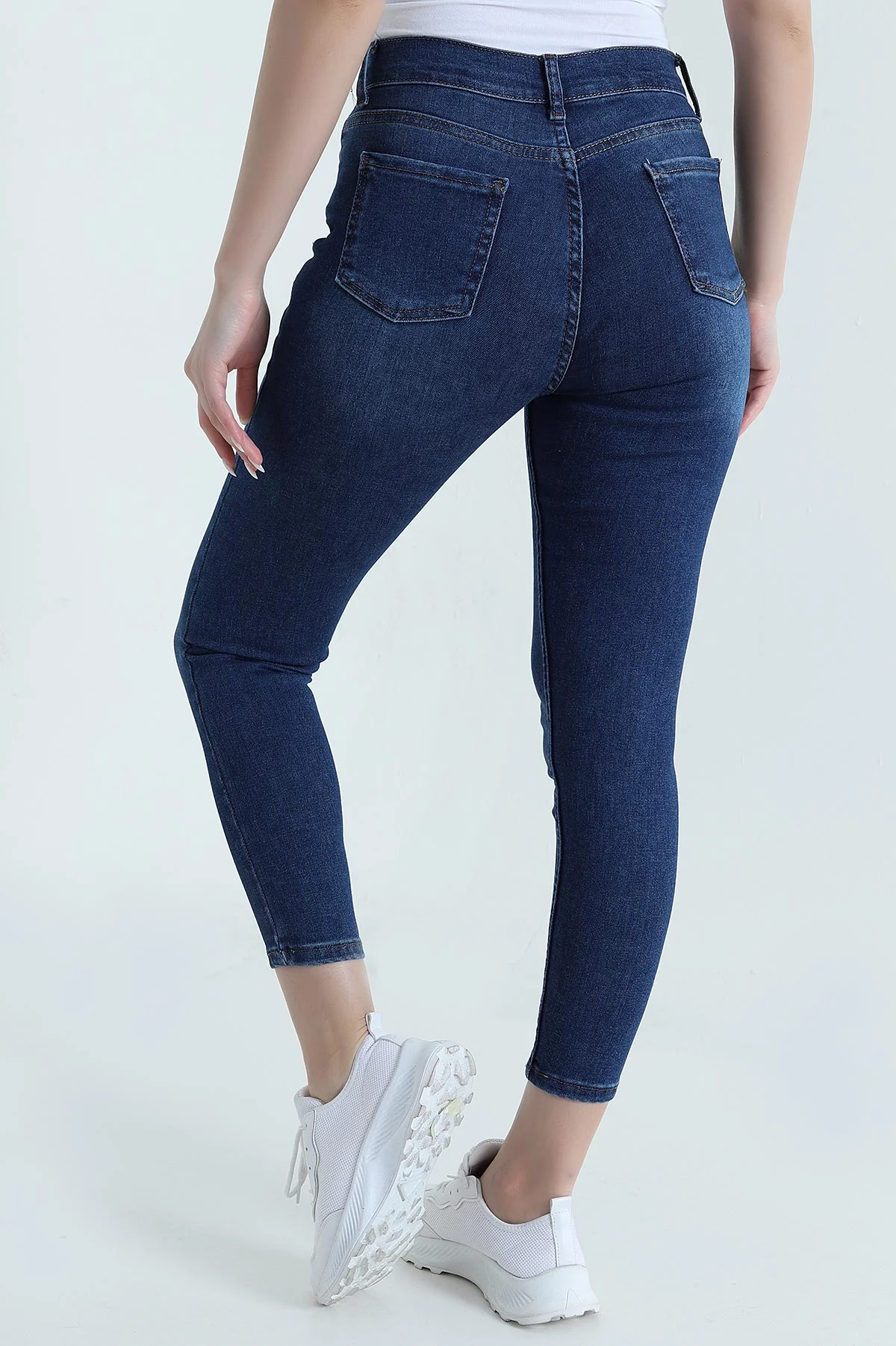 Lacivert Dar Paça Slim Fit Kadın Kot Pantolon 447340