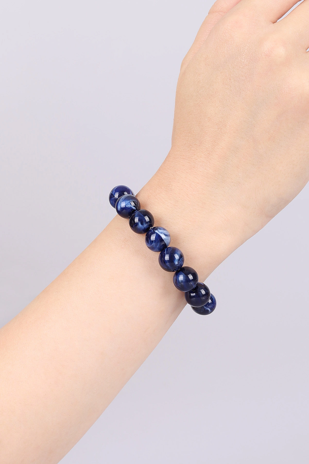 Lacivert Doğal Taş Unisex Lastikli Bileklik 468942