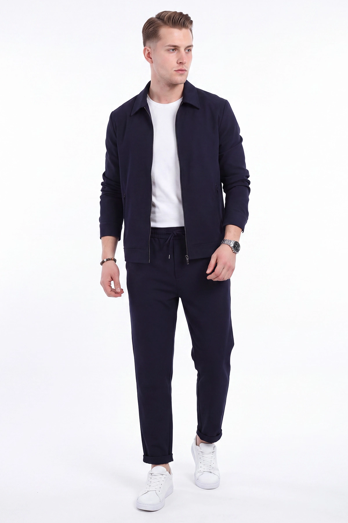 Lacivert Double Kumaş Ceketli Erkek İkili Takım 469588
