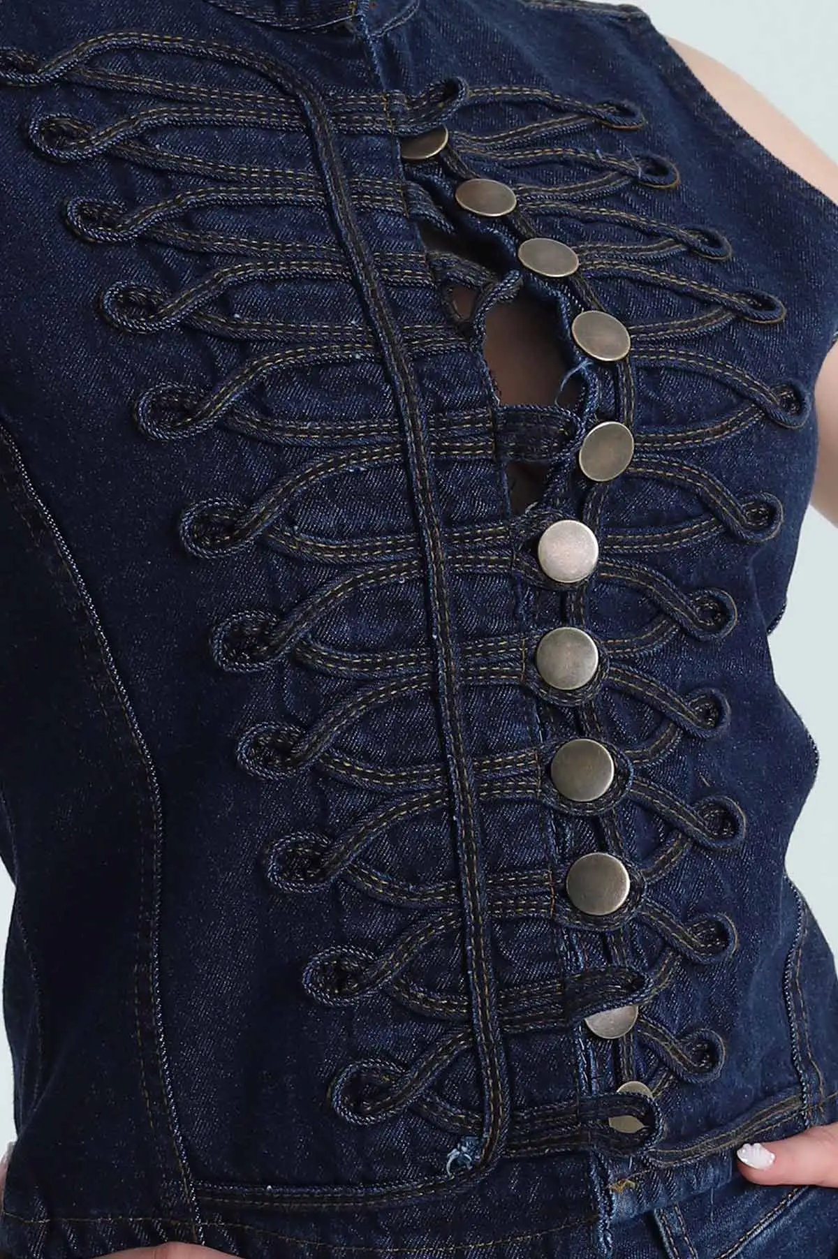Lacivert Düğmeli Denim Kadın Ceket 474400