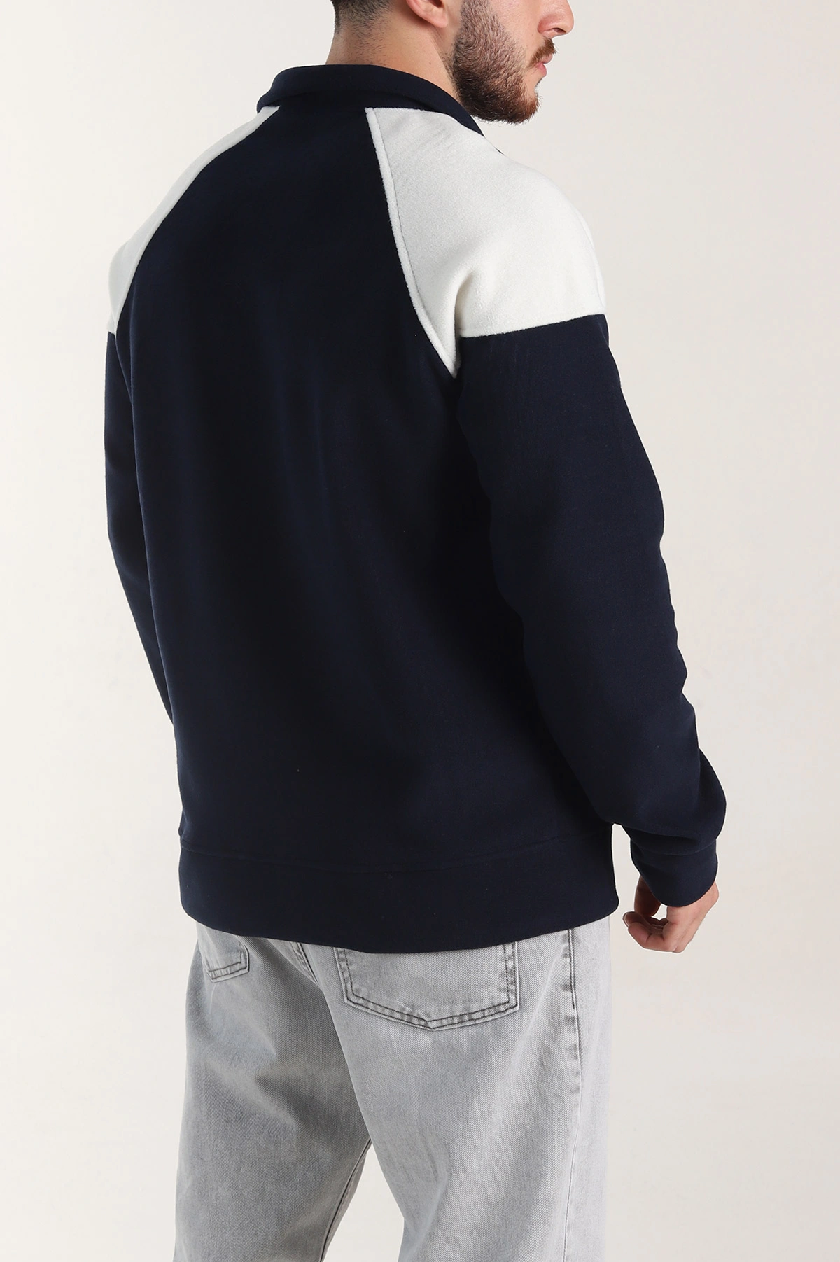 Lacivert Fermuarlı Dik Yaka Polar Kumaş Erkek Sweatshirt 404306