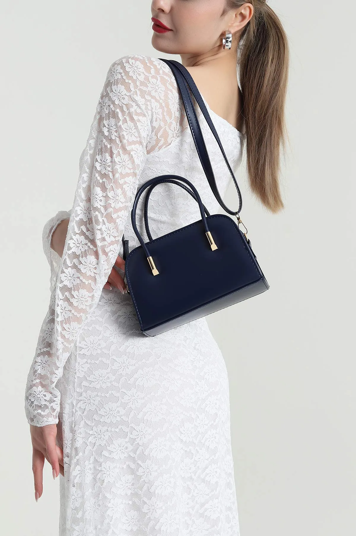 Lacivert Fermuarlı El Kol ve Omuz Kadın Çantası 419715